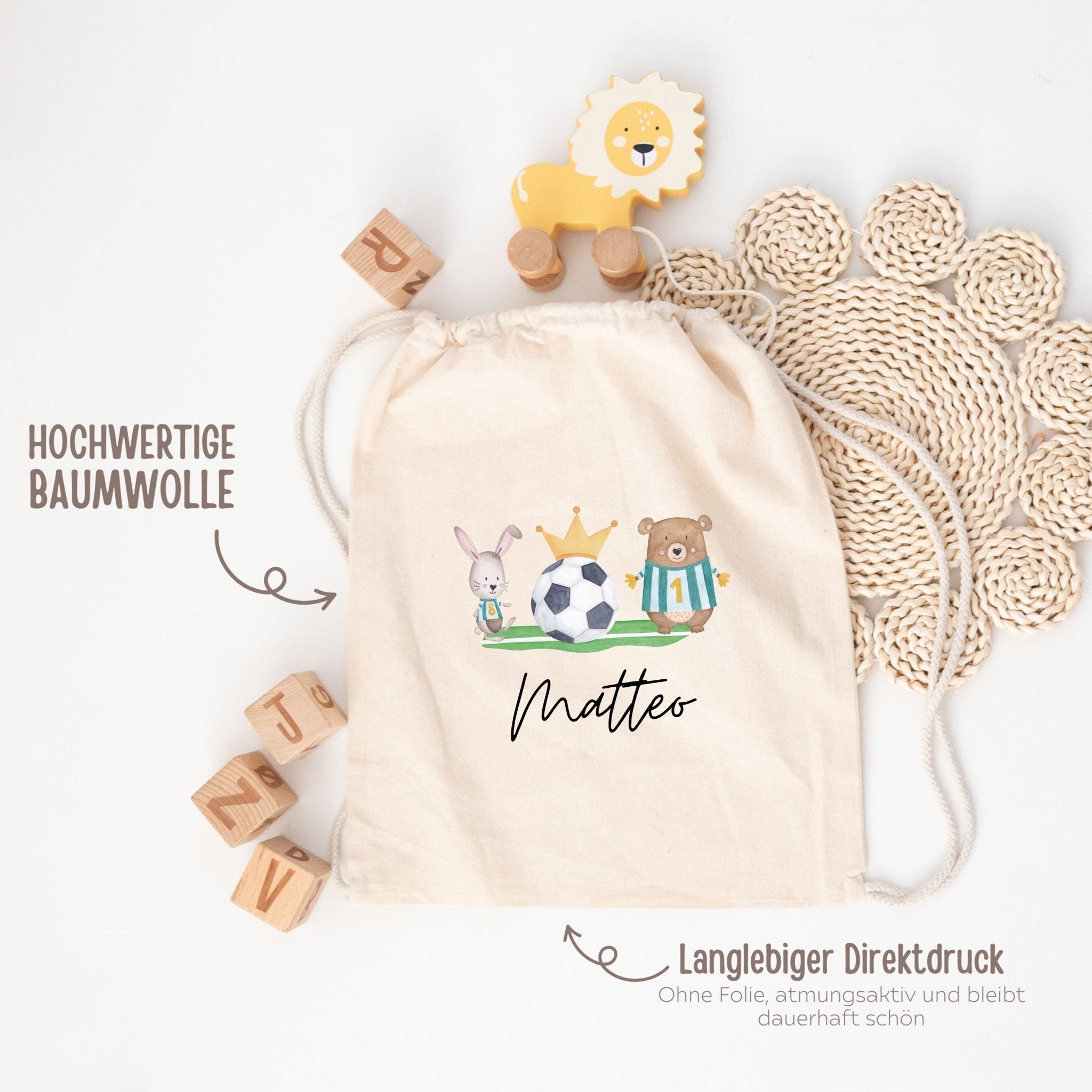 Turnbeutel "Fußball Tiere" personalisiert - wunderwunsch