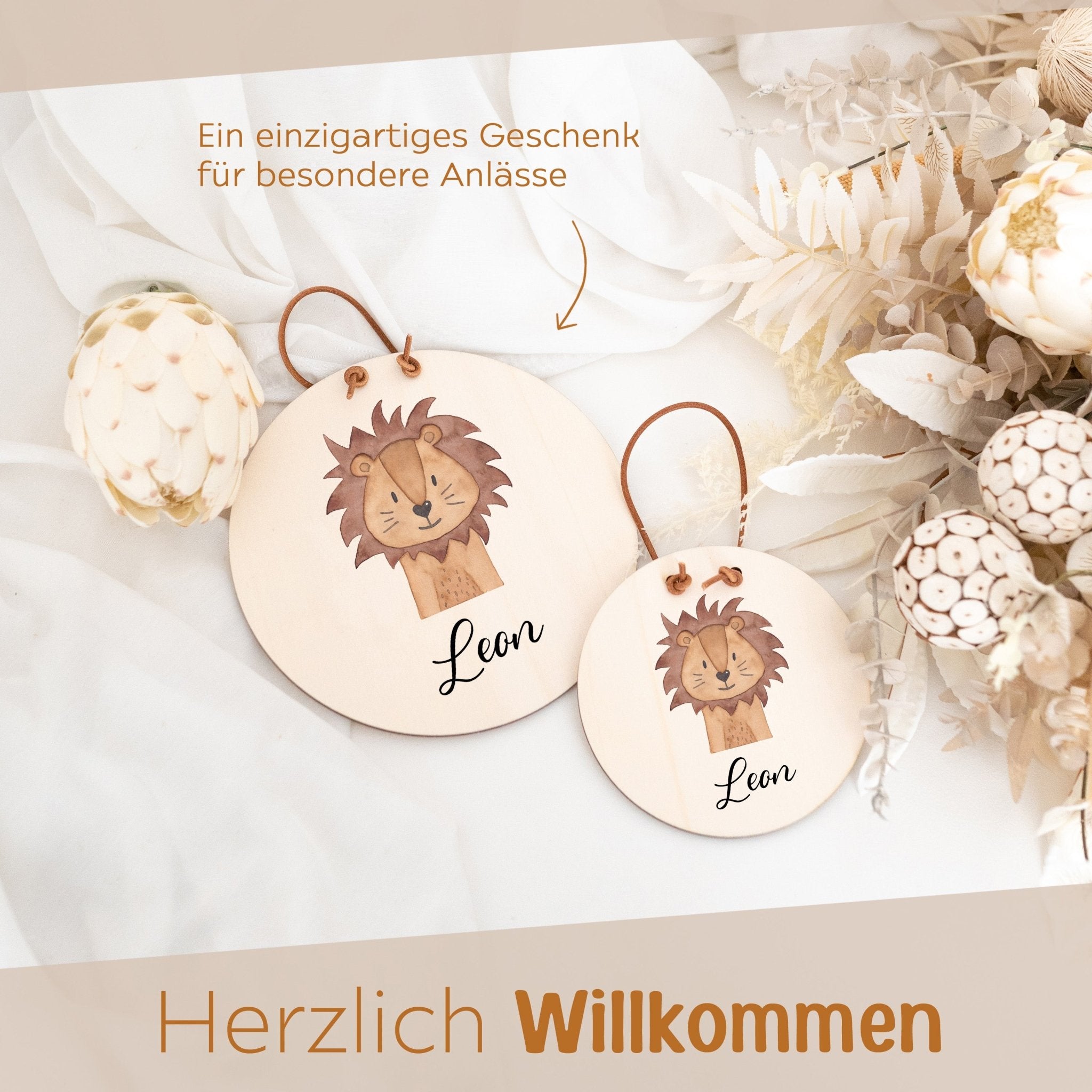 Türschild Kinderzimmer personalisiert - Tier Aquarell - wunderwunsch