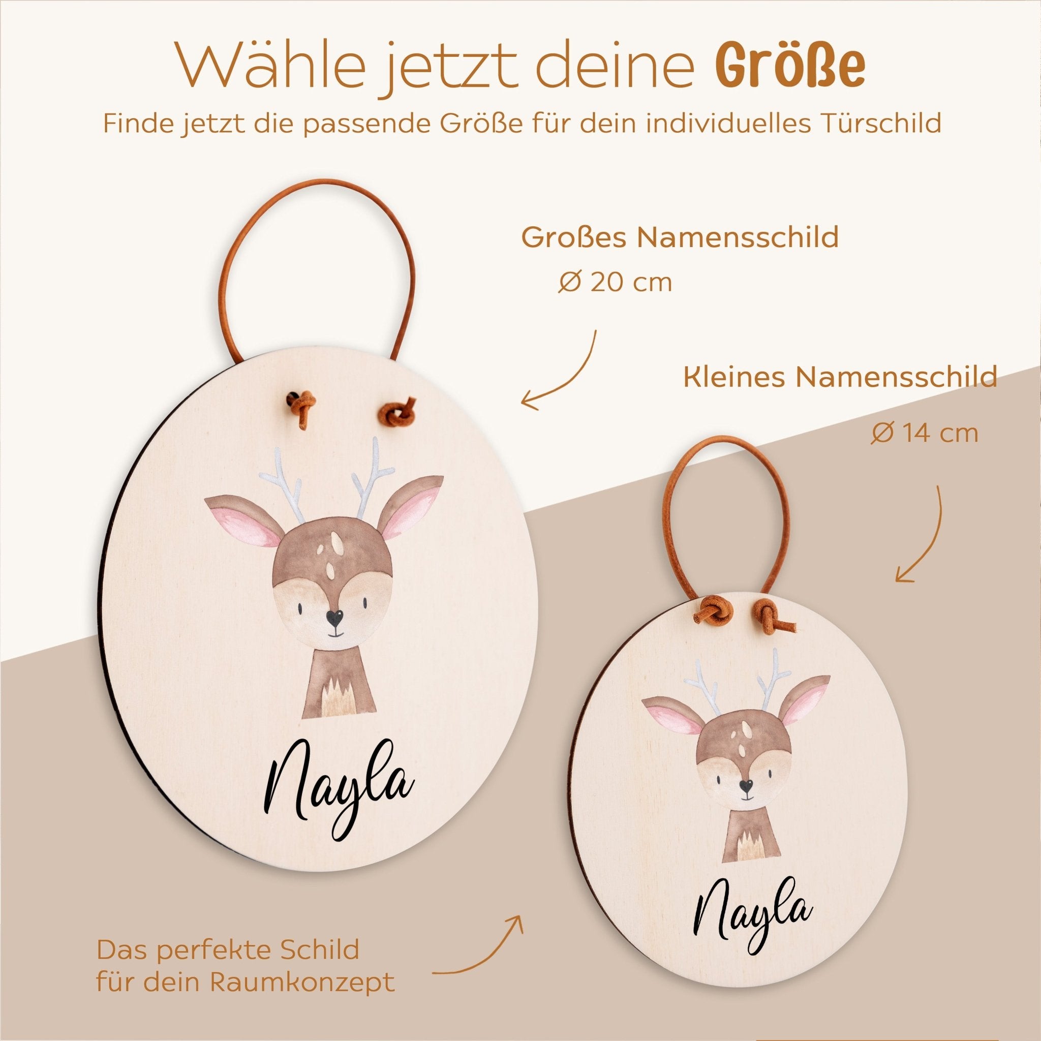 Türschild Kinderzimmer personalisiert - Tier Aquarell - wunderwunsch