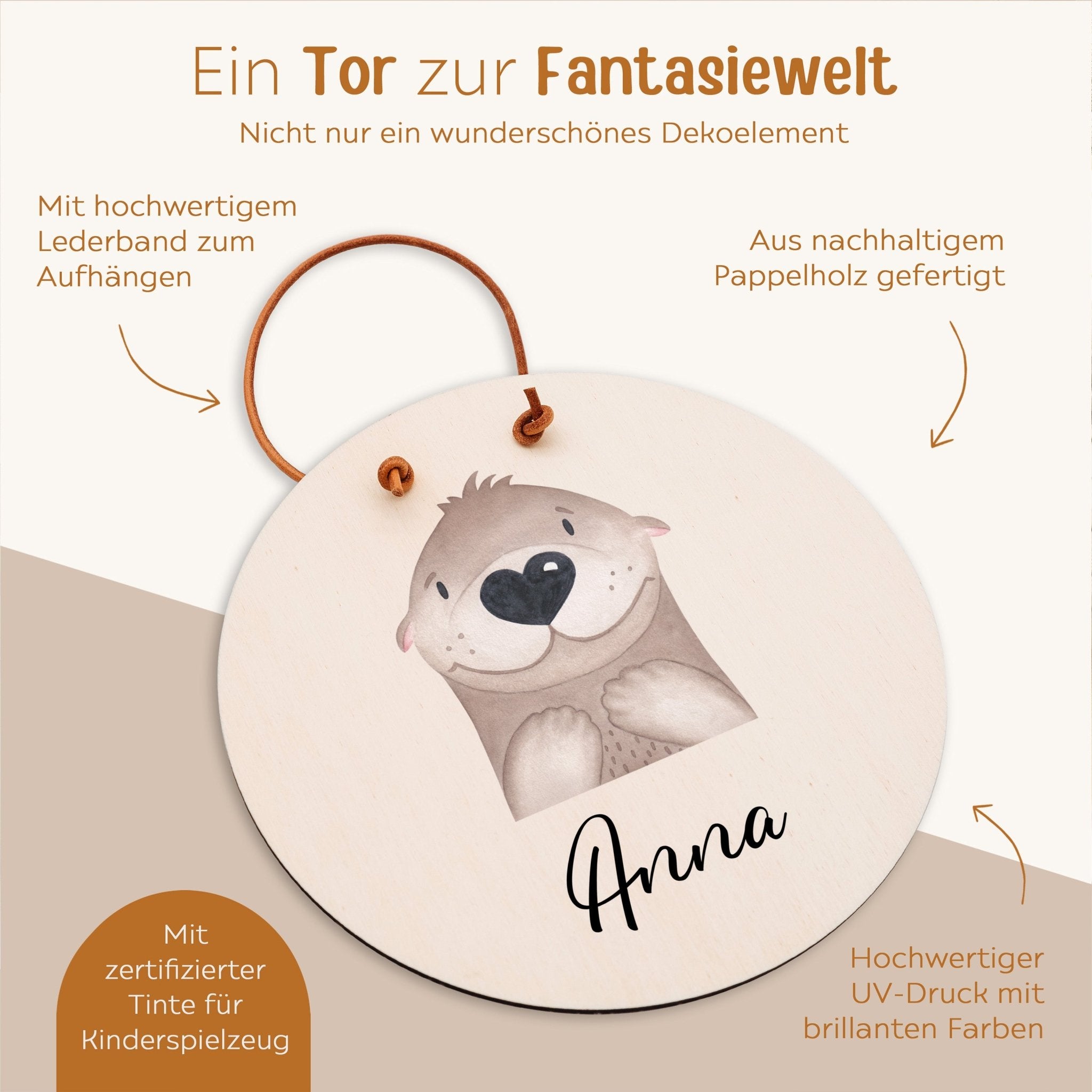 Türschild Kinderzimmer personalisiert - Tier Aquarell - wunderwunsch