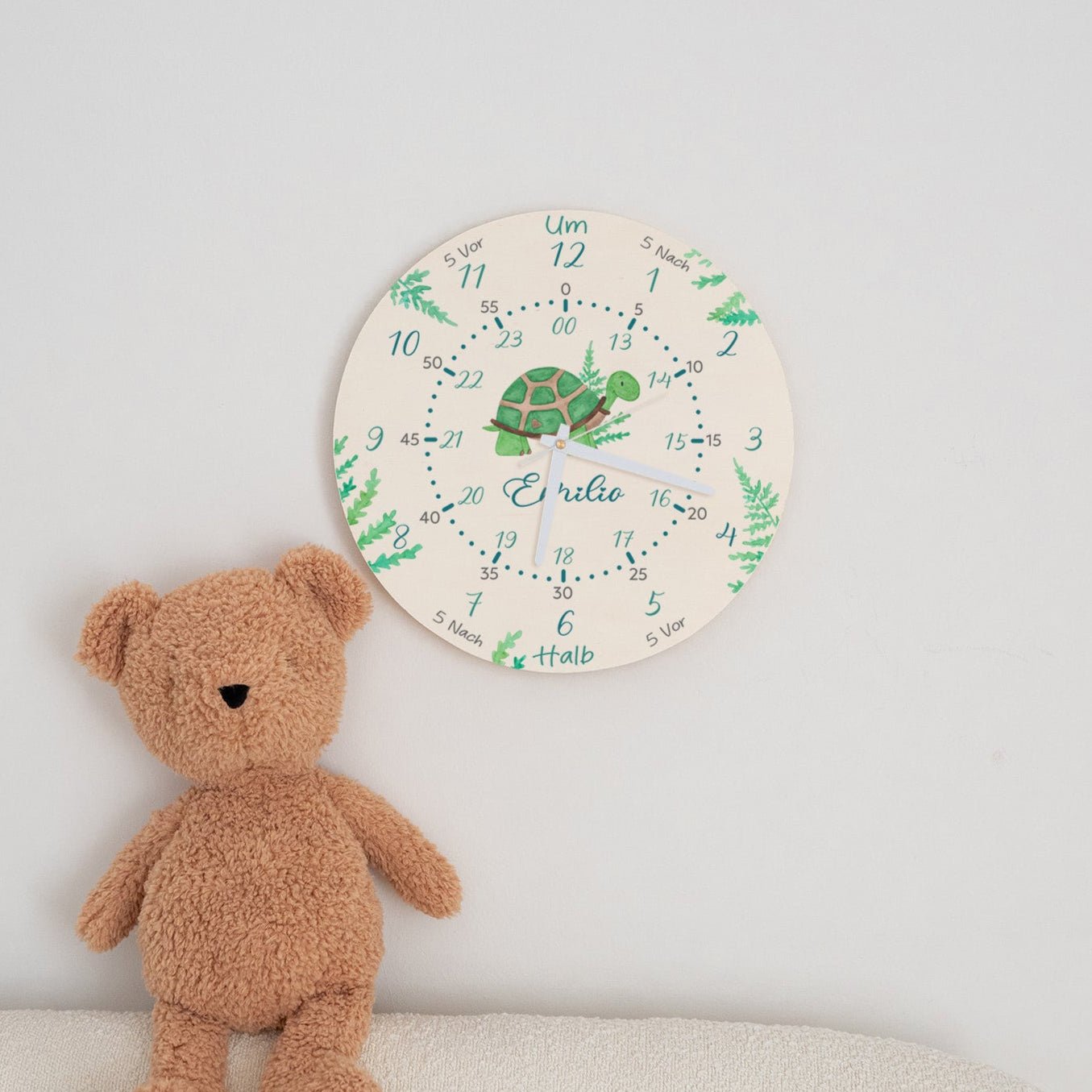 Wanduhr Kinder Holz personalisiert - Schildkröte - wunderwunsch