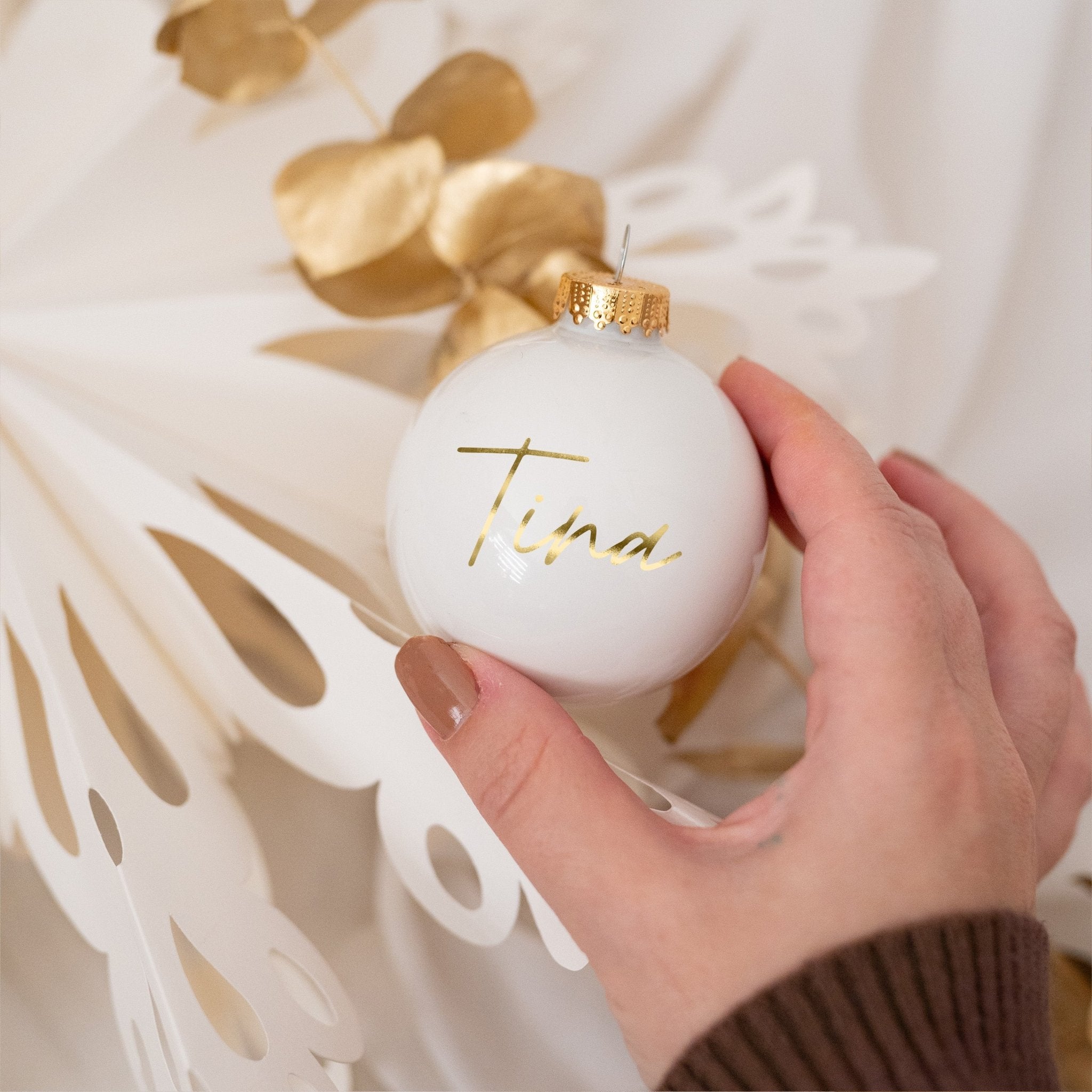 Weihnachtskugel "Name" glänzend personalisiert - wunderwunsch