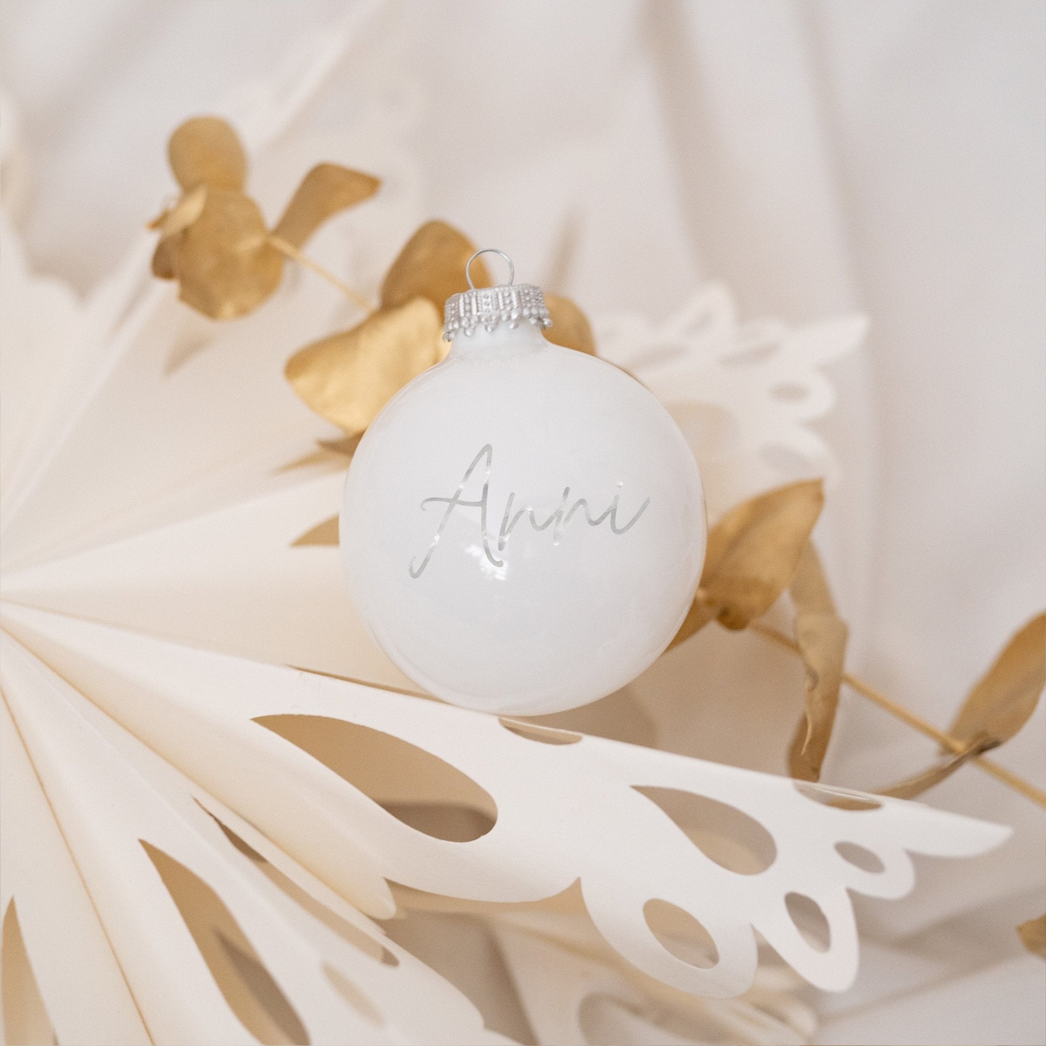 Weihnachtskugel "Name" glänzend personalisiert - wunderwunsch