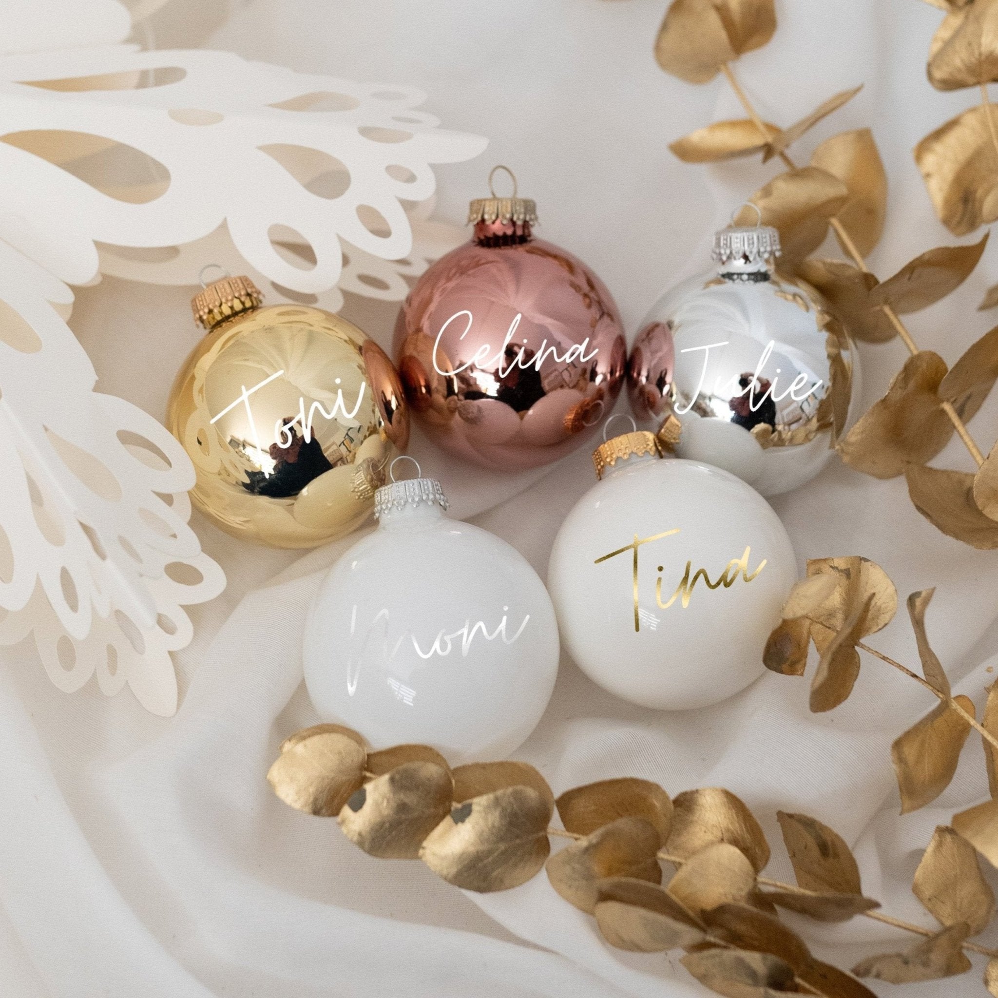 Weihnachtskugel "Name" glänzend personalisiert - wunderwunsch