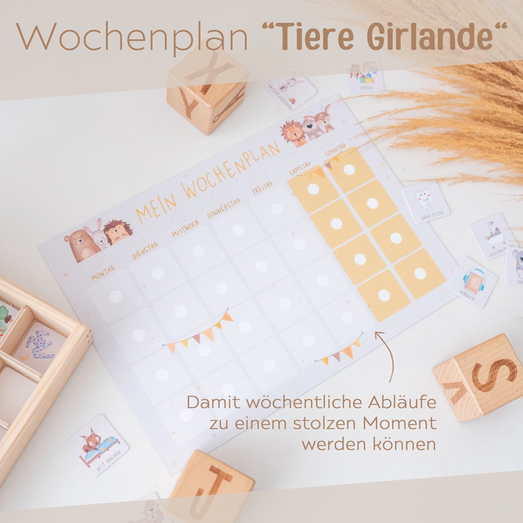 Wochenplan "Tiere Girlande" - wunderwunsch
