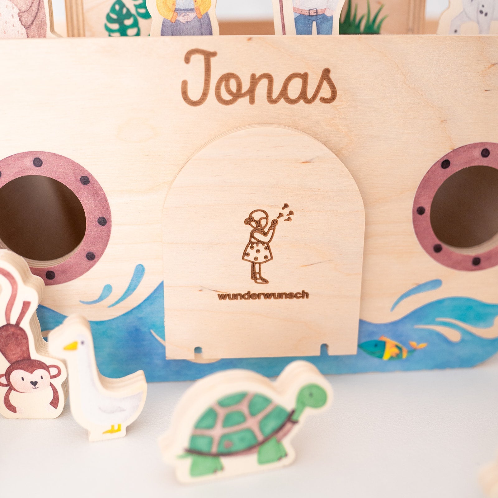 Wunderwunsch Arche Noah Holz Aquarell - wunderwunsch