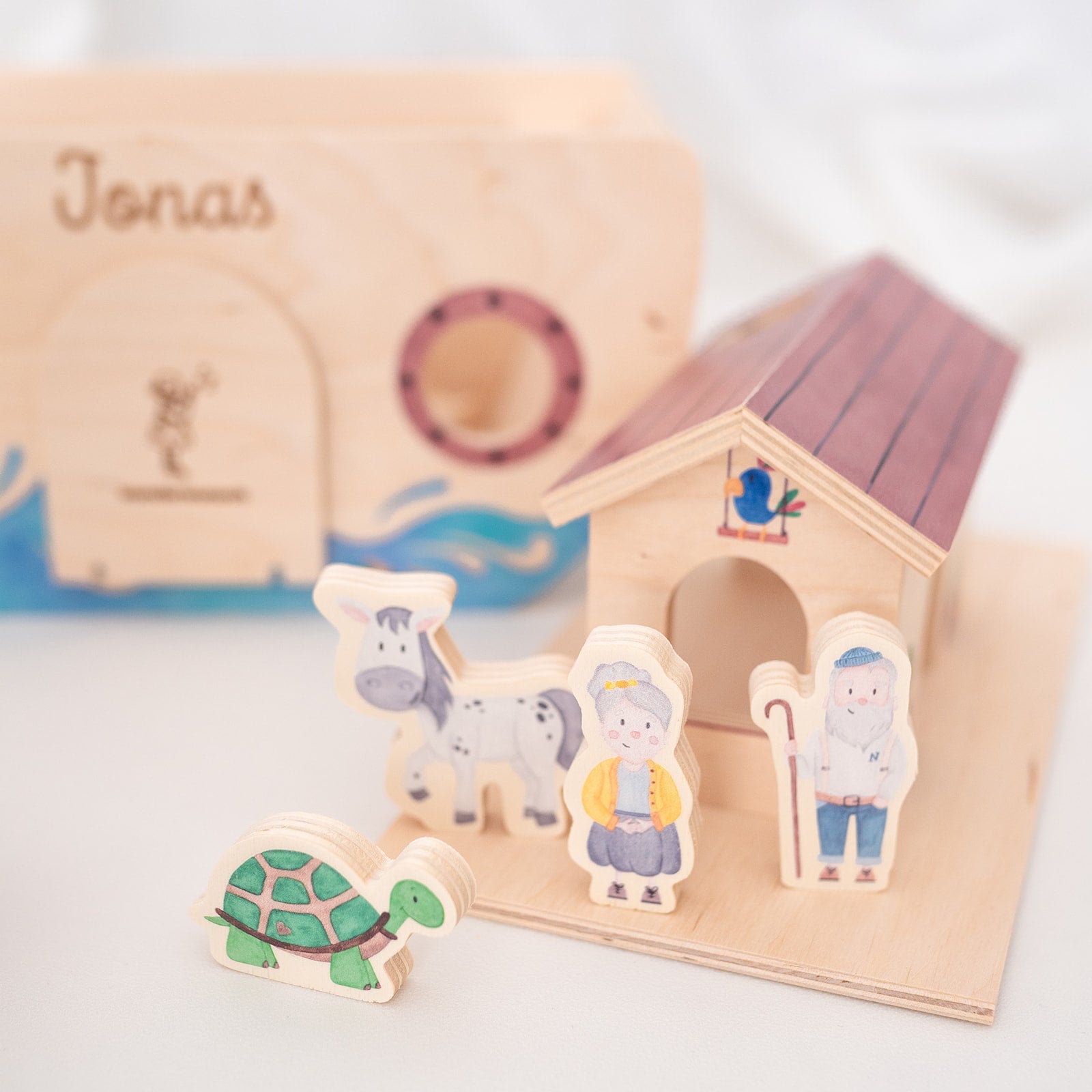 Wunderwunsch Arche Noah Holz Aquarell - wunderwunsch