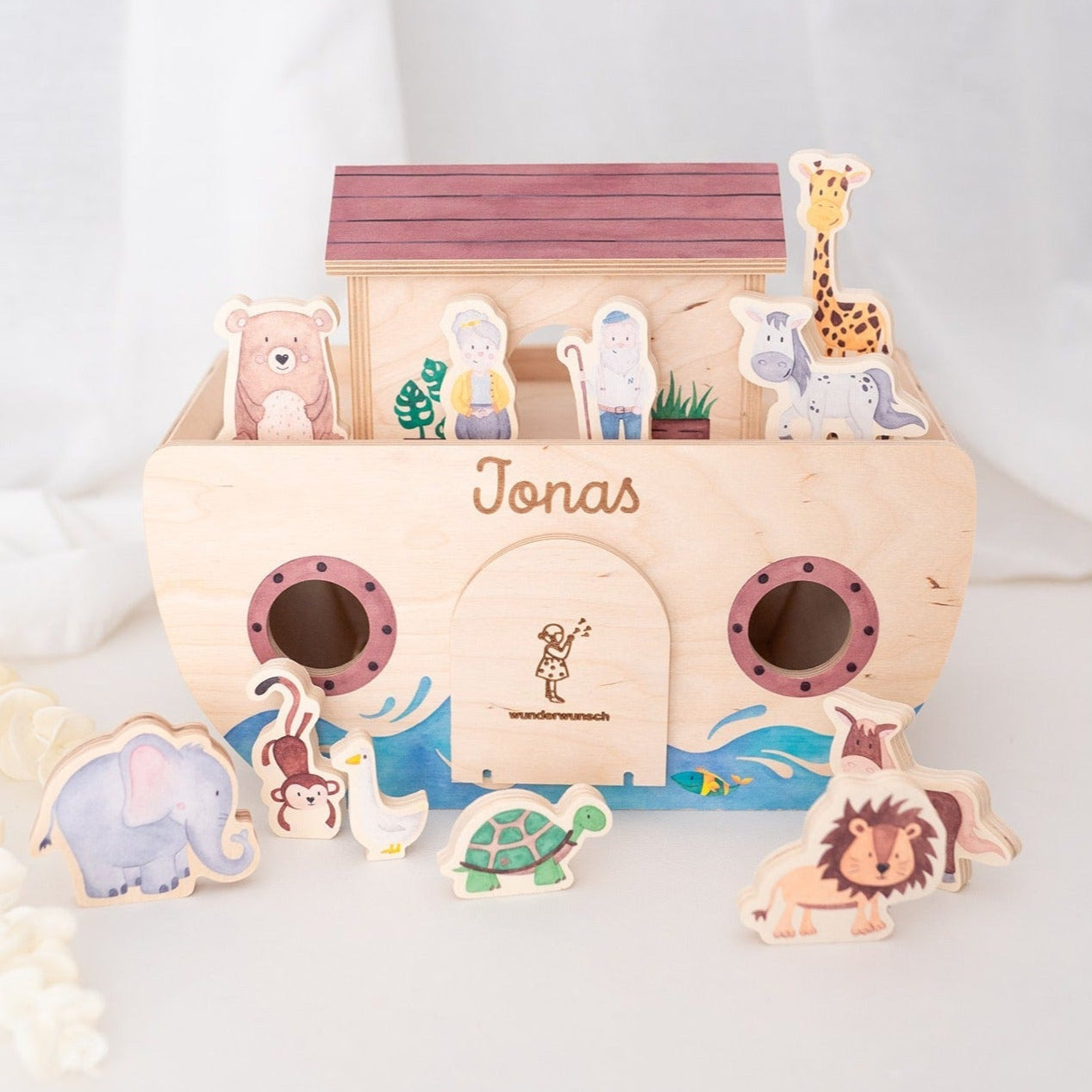 Wunderwunsch Arche Noah Holz Aquarell - wunderwunsch