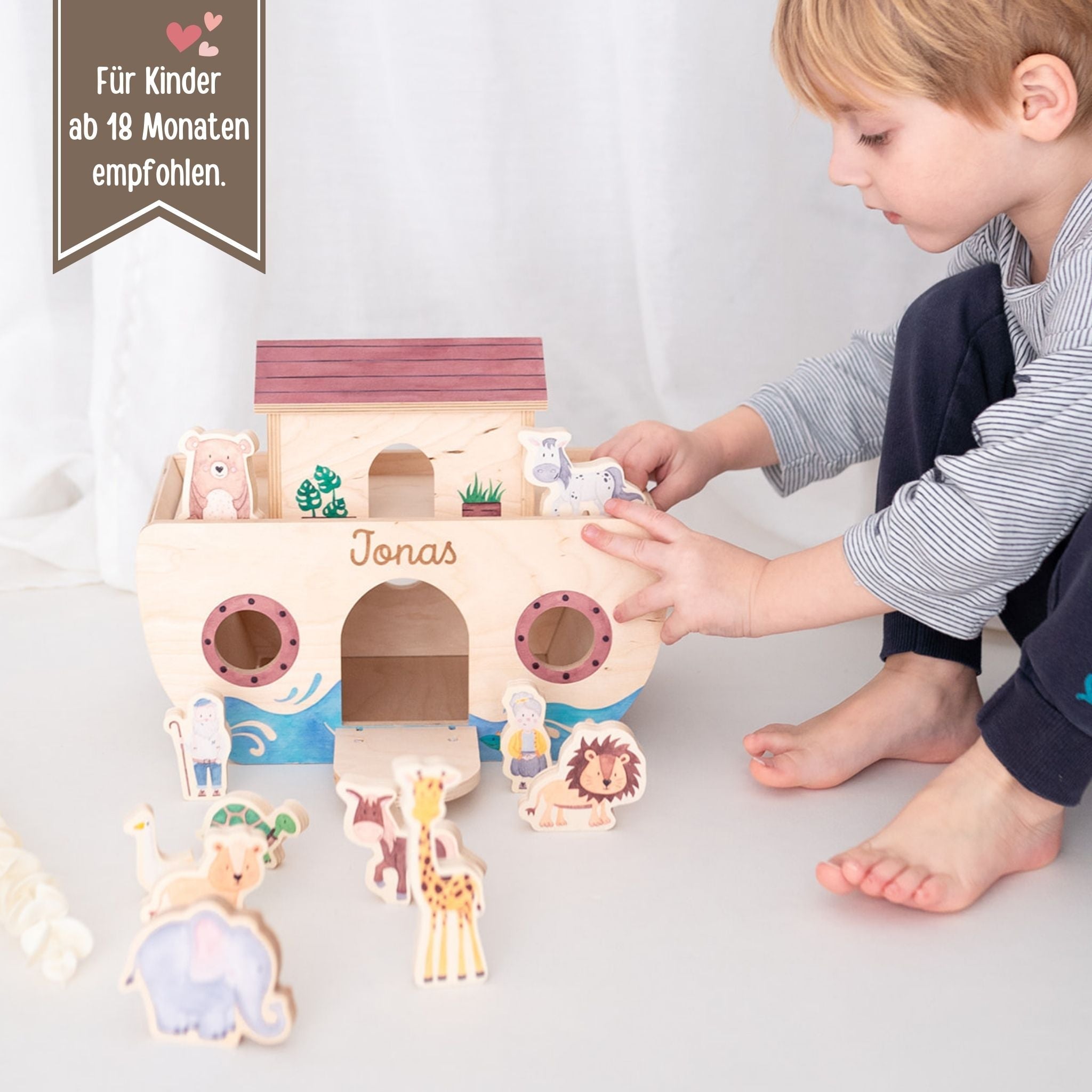 Wunderwunsch Arche Noah Holz Aquarell - wunderwunsch