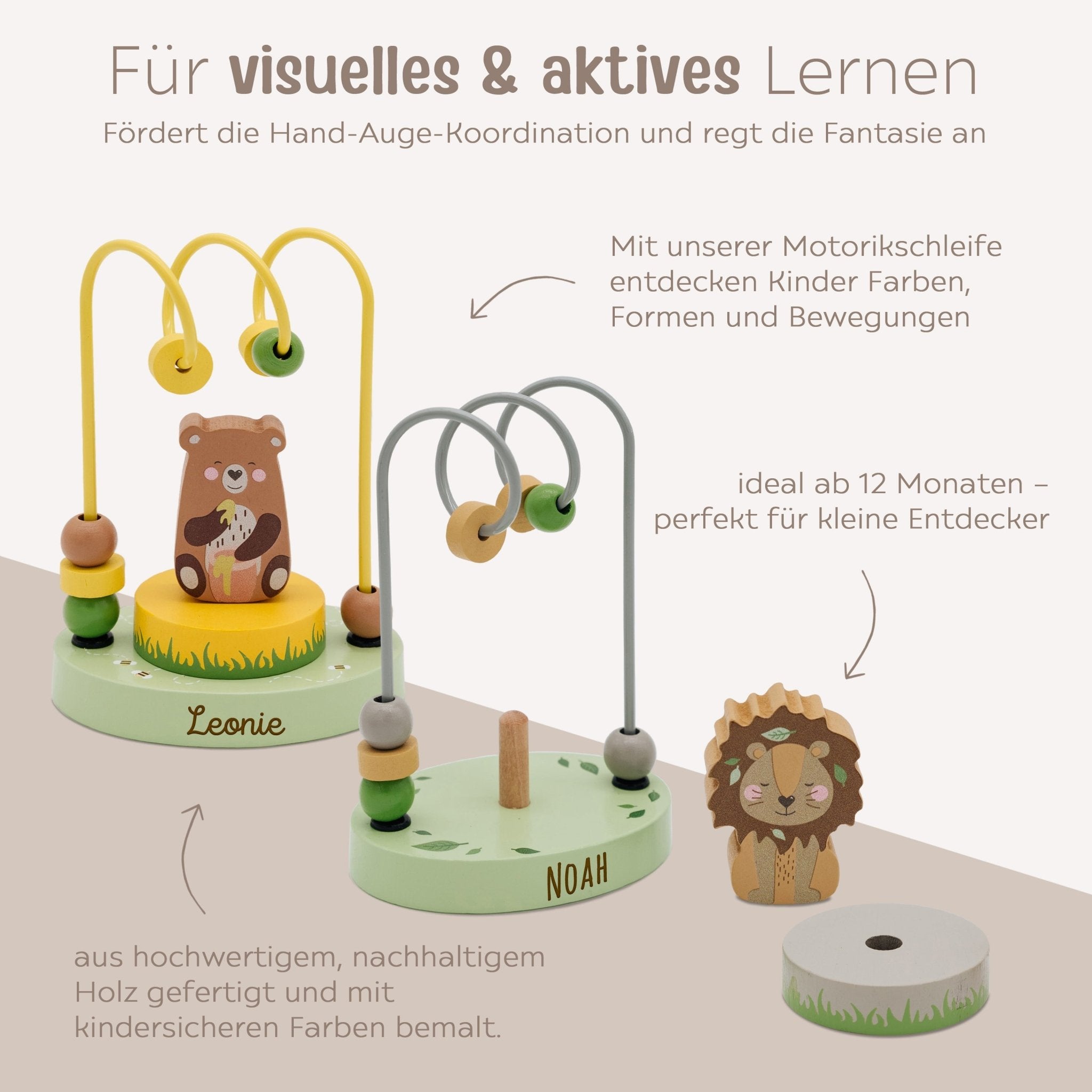 WUNDERWUNSCH Motorikschleife Tier personalisierbar - wunderwunsch