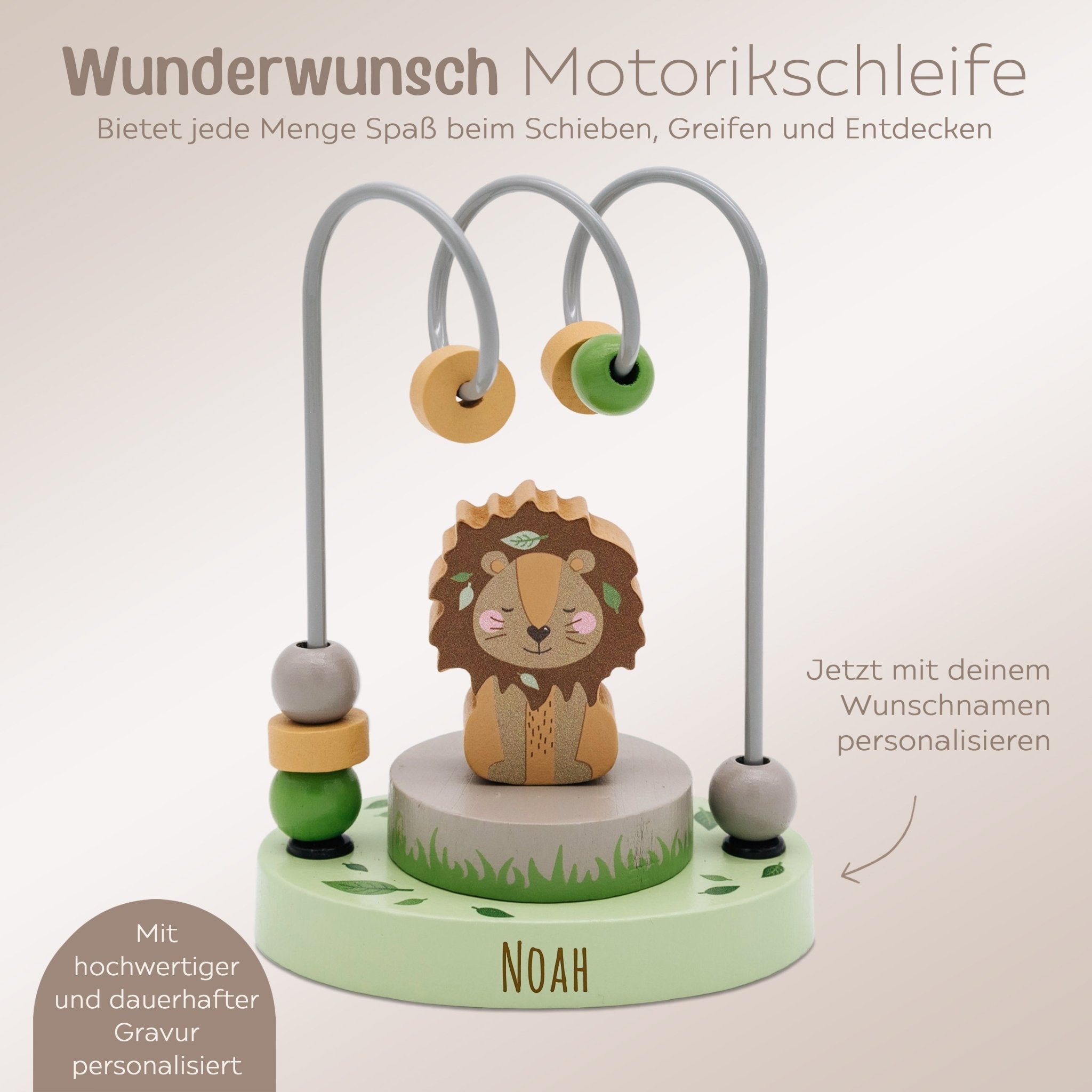 WUNDERWUNSCH Motorikschleife Tier personalisierbar - wunderwunsch