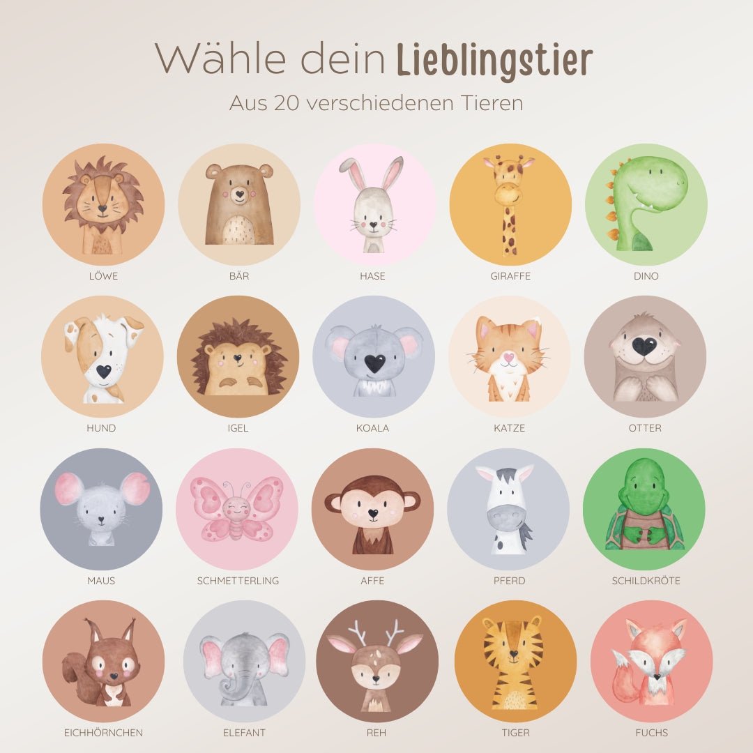 WUNDERWUNSCH Namensaufkleber Tiere personalisiert - wunderwunsch