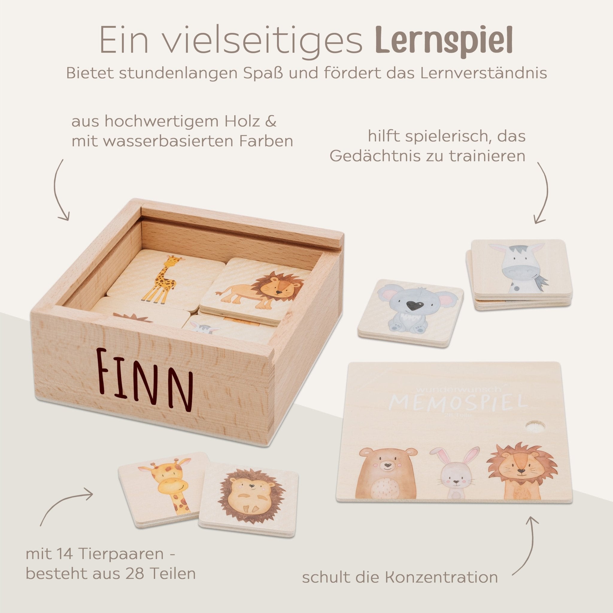 Wunderwunsch x SMALL FOOT Memo Spiel personalisierbar - wunderwunsch