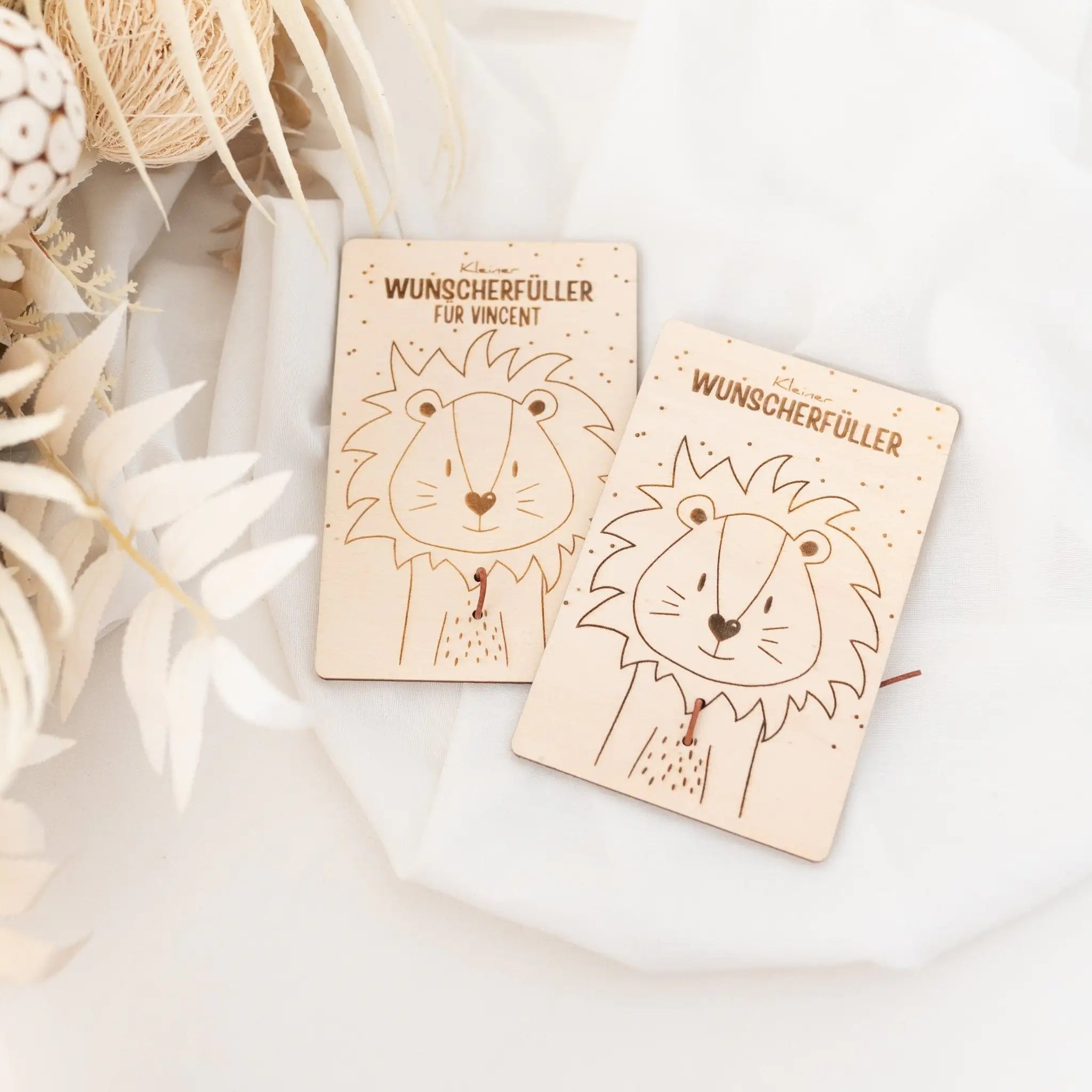 Wunscherfüller Holzkarte Tier Gravur - wunderwunsch