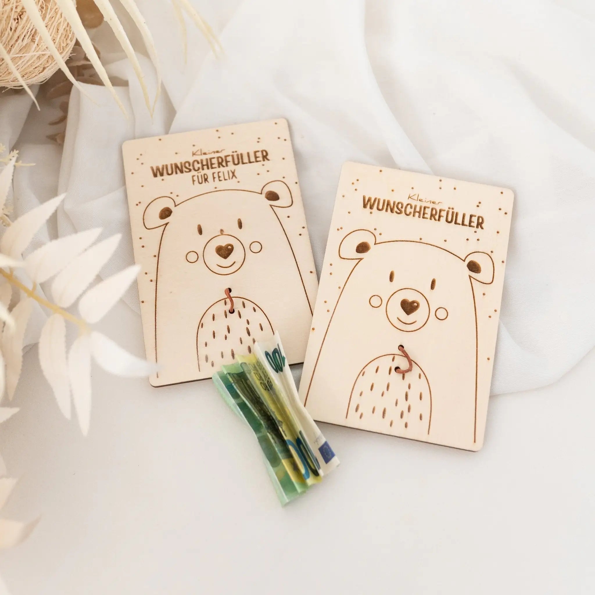 Wunscherfüller Holzkarte Tier Gravur - wunderwunsch