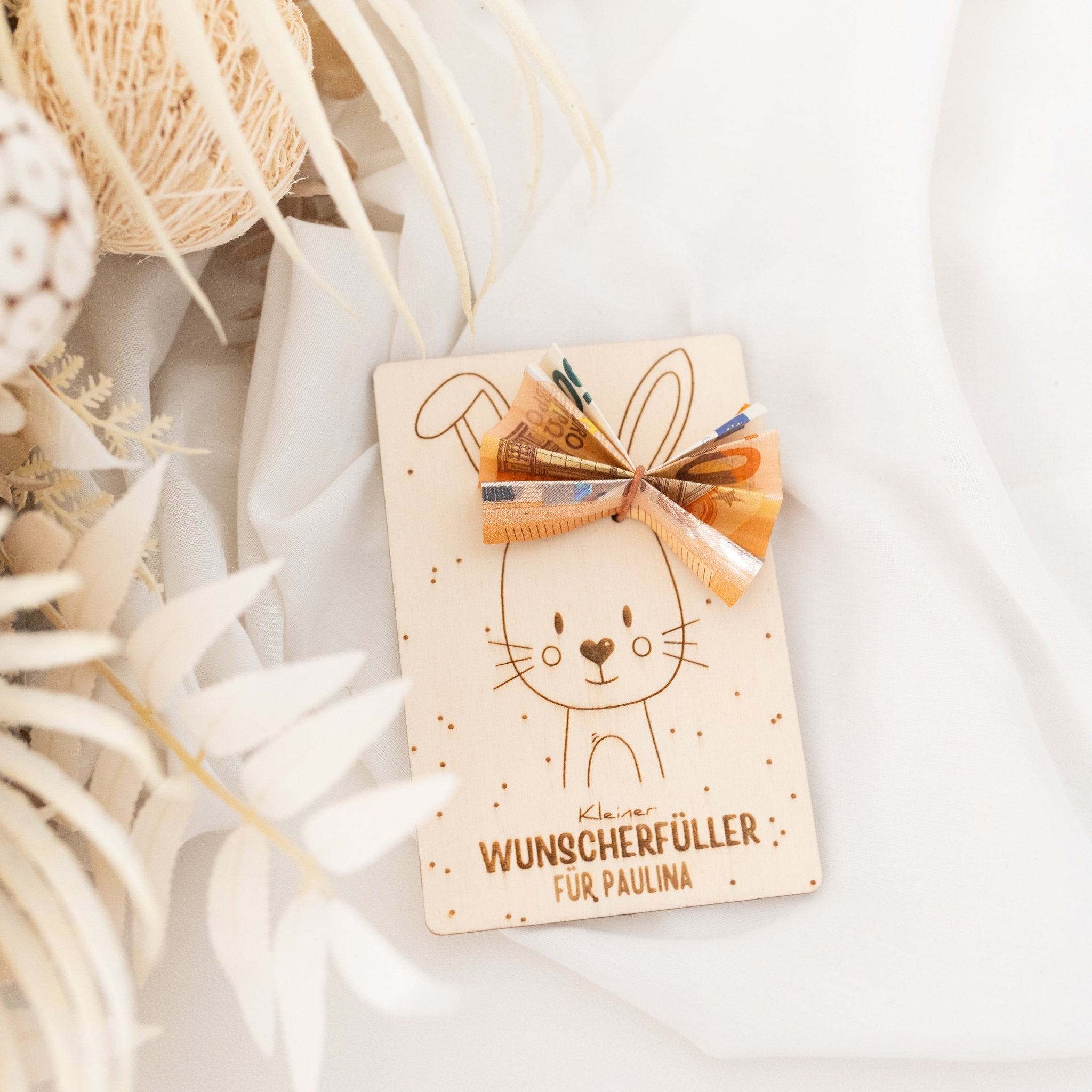 Wunscherfüller Holzkarte Tier Gravur - wunderwunsch