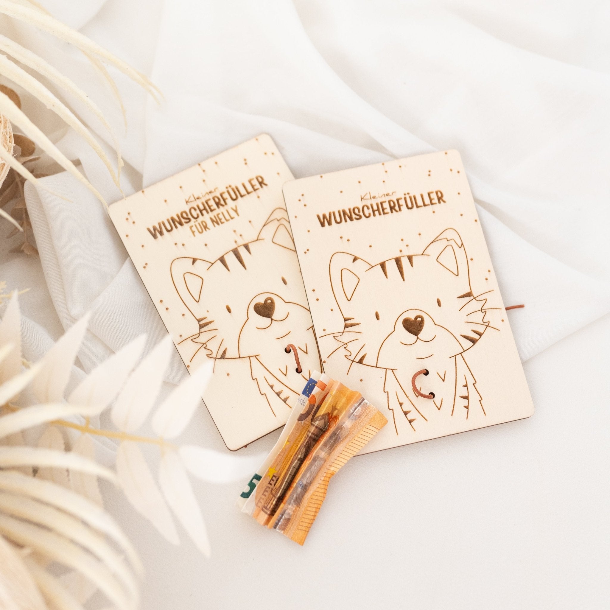 Wunscherfüller Holzkarte Tier Gravur - wunderwunsch