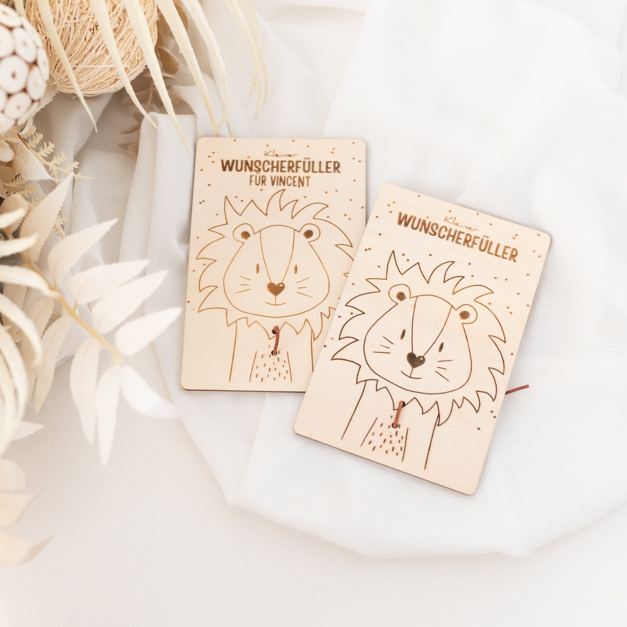 Wunscherfüller Holzkarte Tier Gravur - wunderwunsch