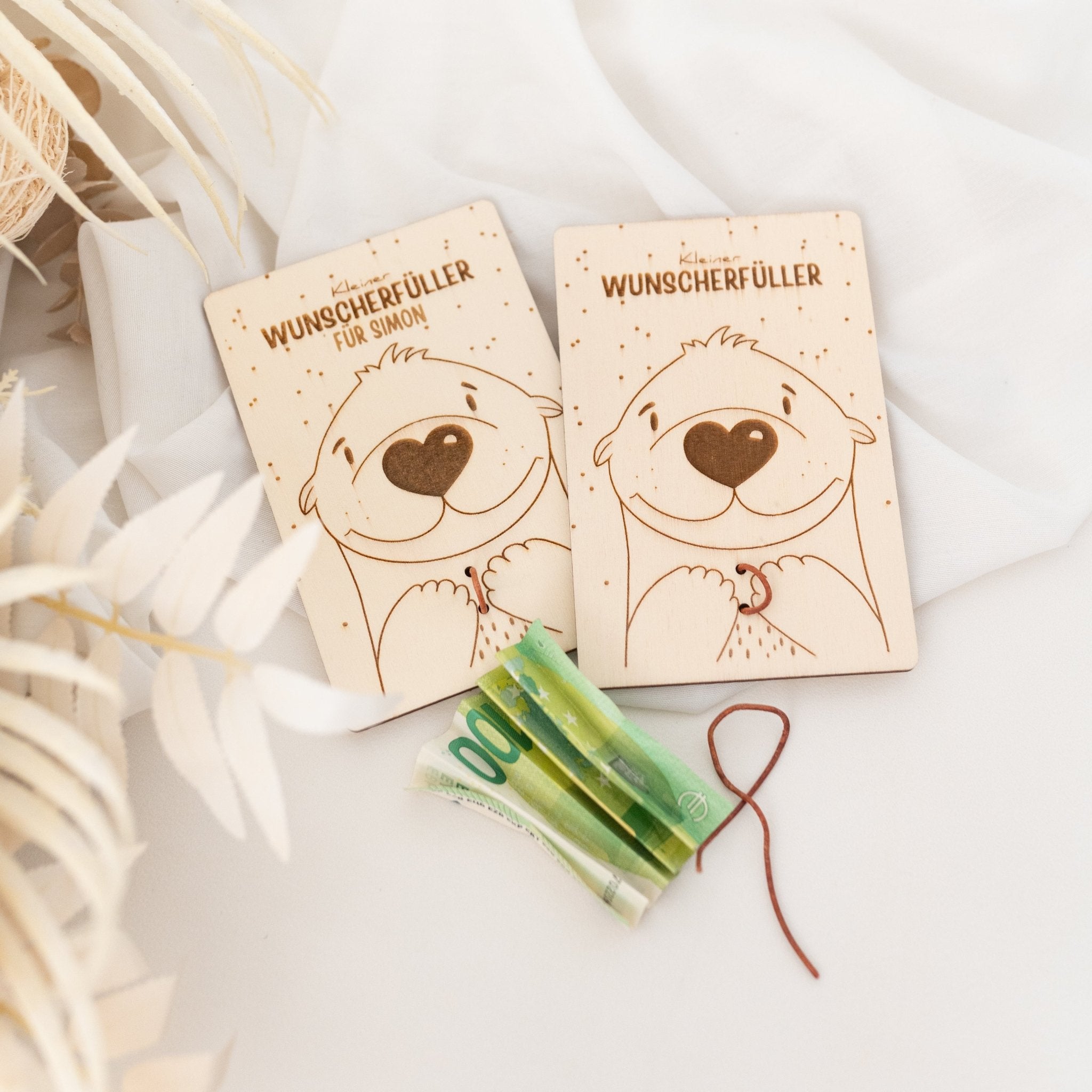 Wunscherfüller Holzkarte Tier Gravur - wunderwunsch