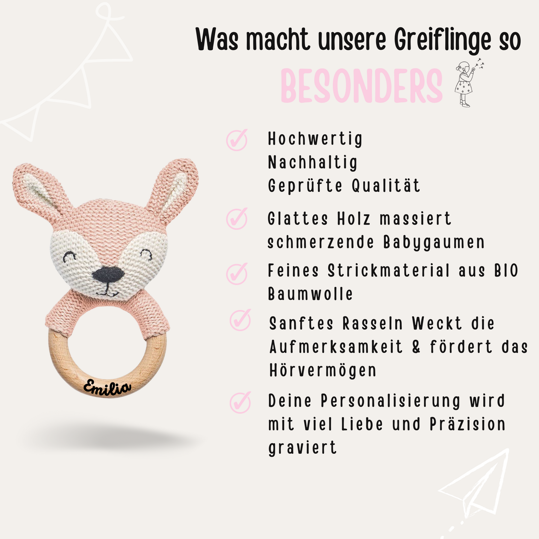 Babyrassel personalisiert - Fuchs