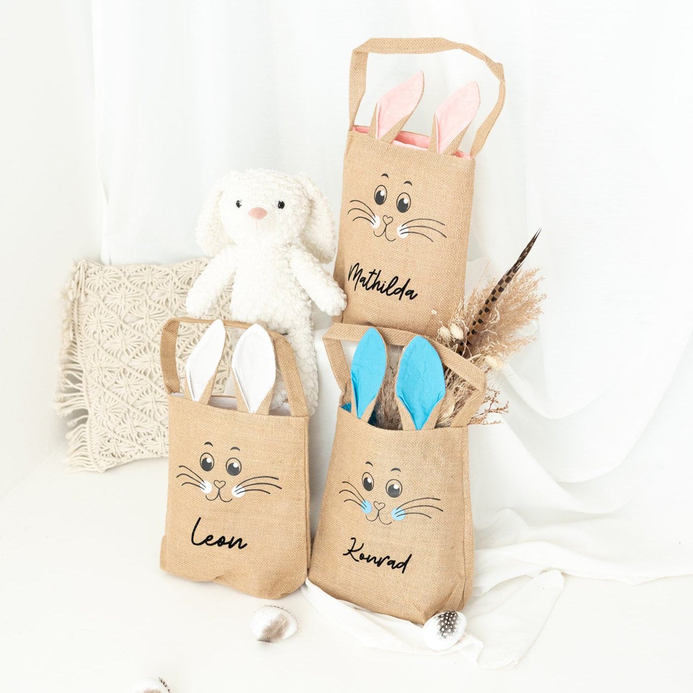 Ostertasche Jute mit Hasenohren personalisiert