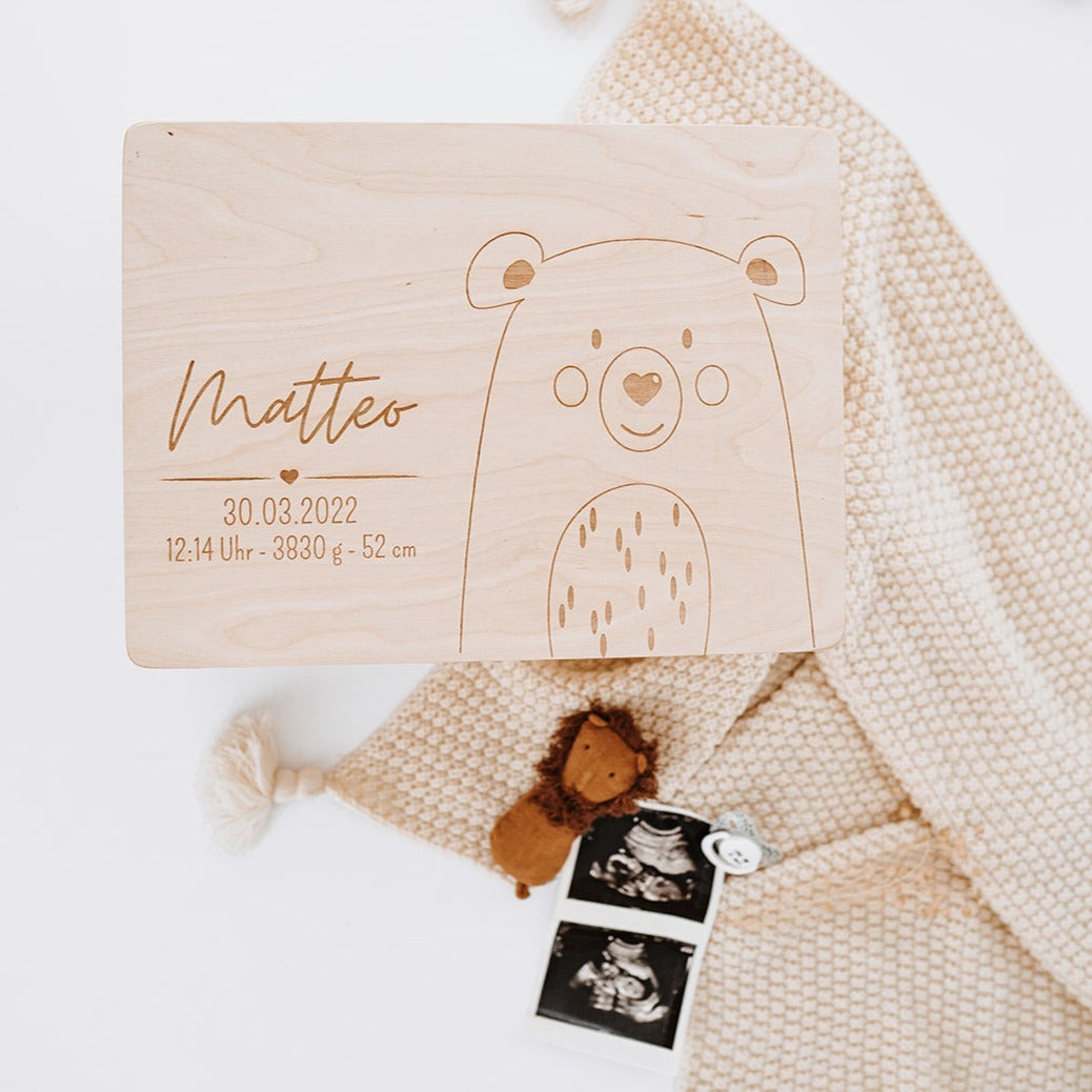 Erinnerungsbox Baby personalisiert - Tier Gravur