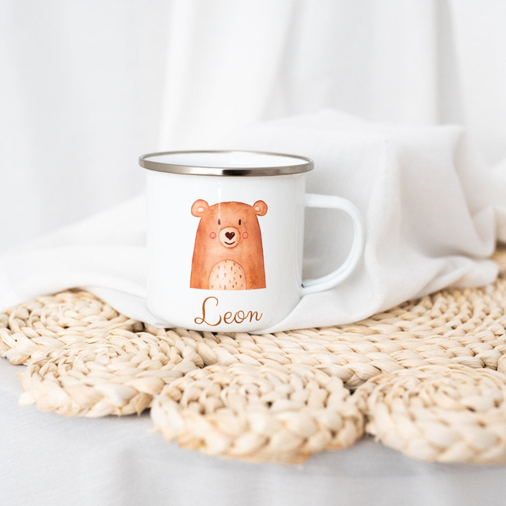 Kindertasse personalisiert - Tier Aquarell