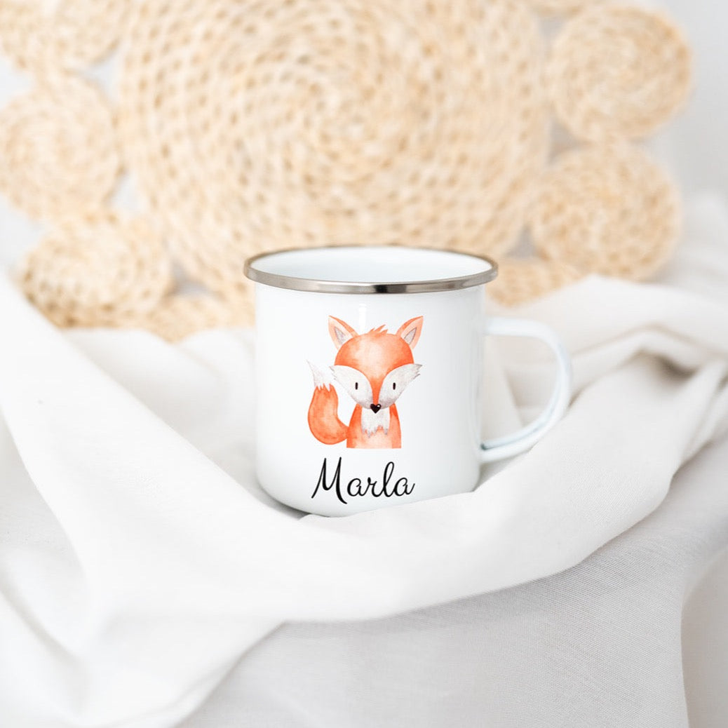 Kindertasse personalisiert - Tier Aquarell