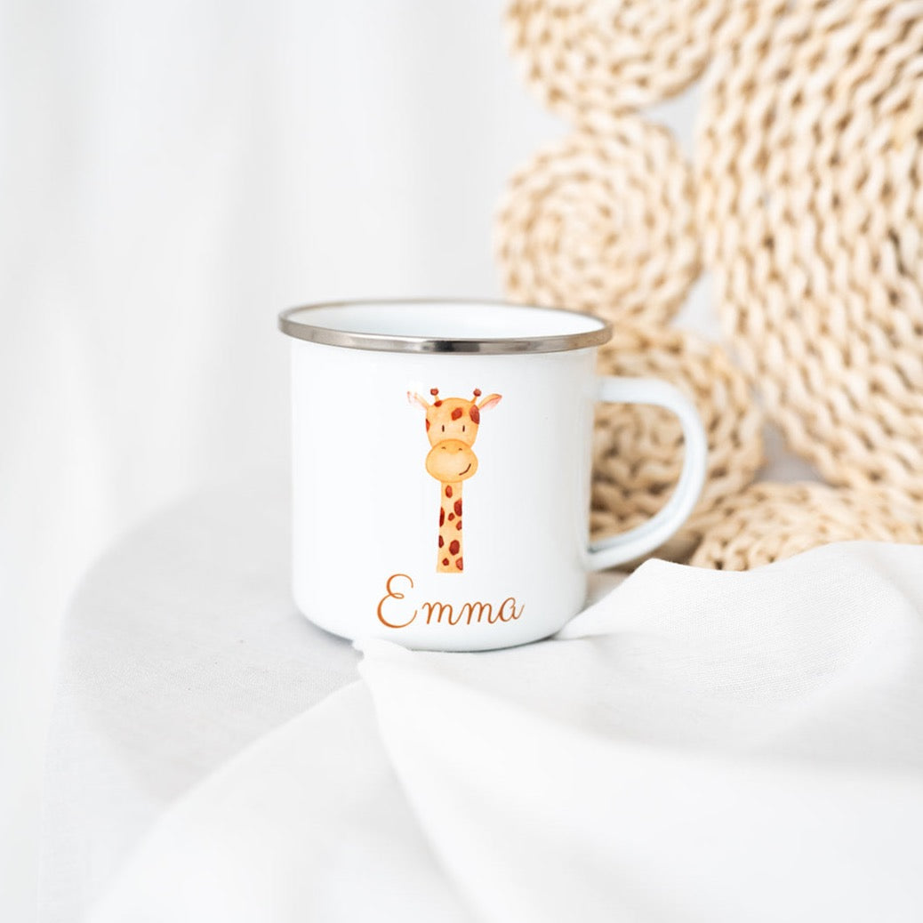 Kindertasse personalisiert - Tier Aquarell