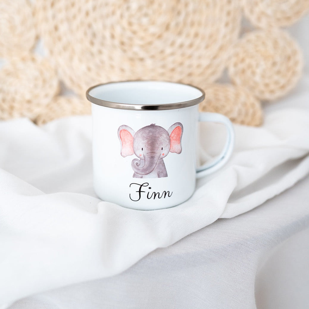Kindertasse personalisiert - Tier Aquarell