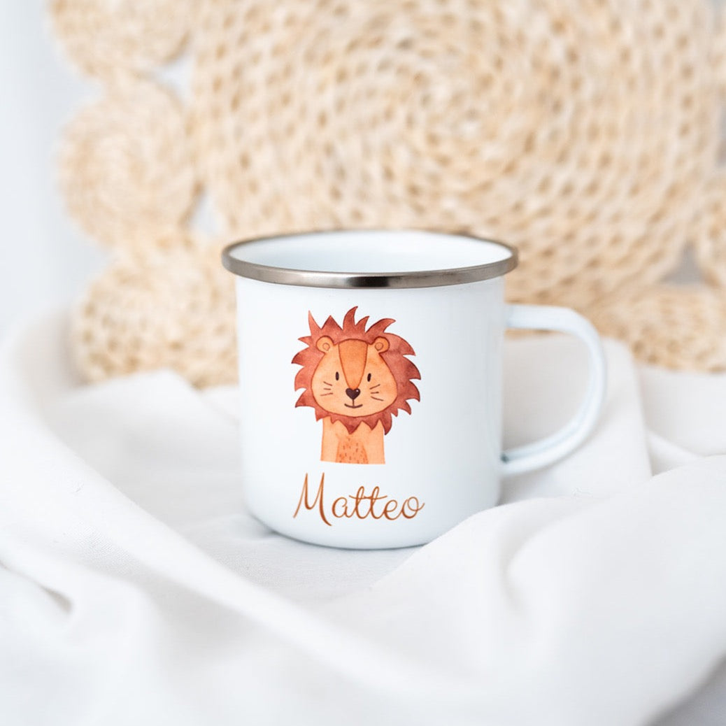 Kindertasse personalisiert - Tier Aquarell