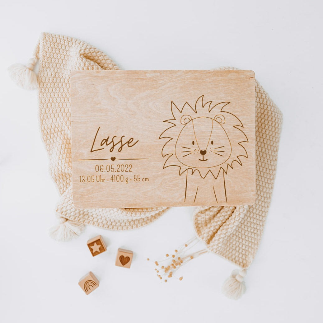 Erinnerungsbox Baby personalisiert - Tier Gravur