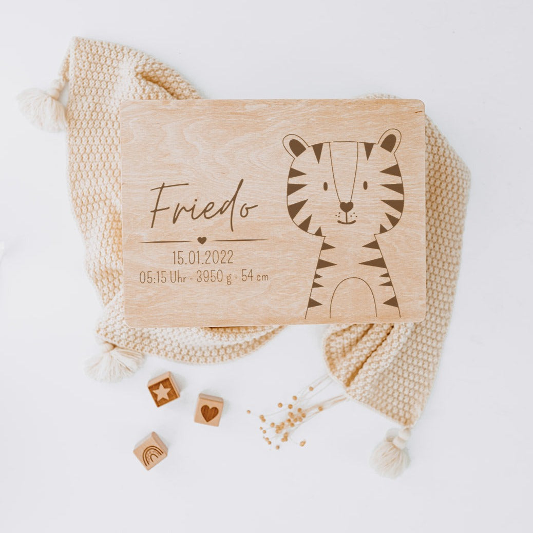 Erinnerungsbox Baby personalisiert - Tier Gravur