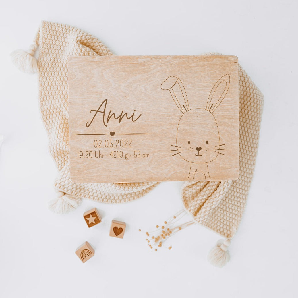 Erinnerungsbox Baby personalisiert - Tier Gravur