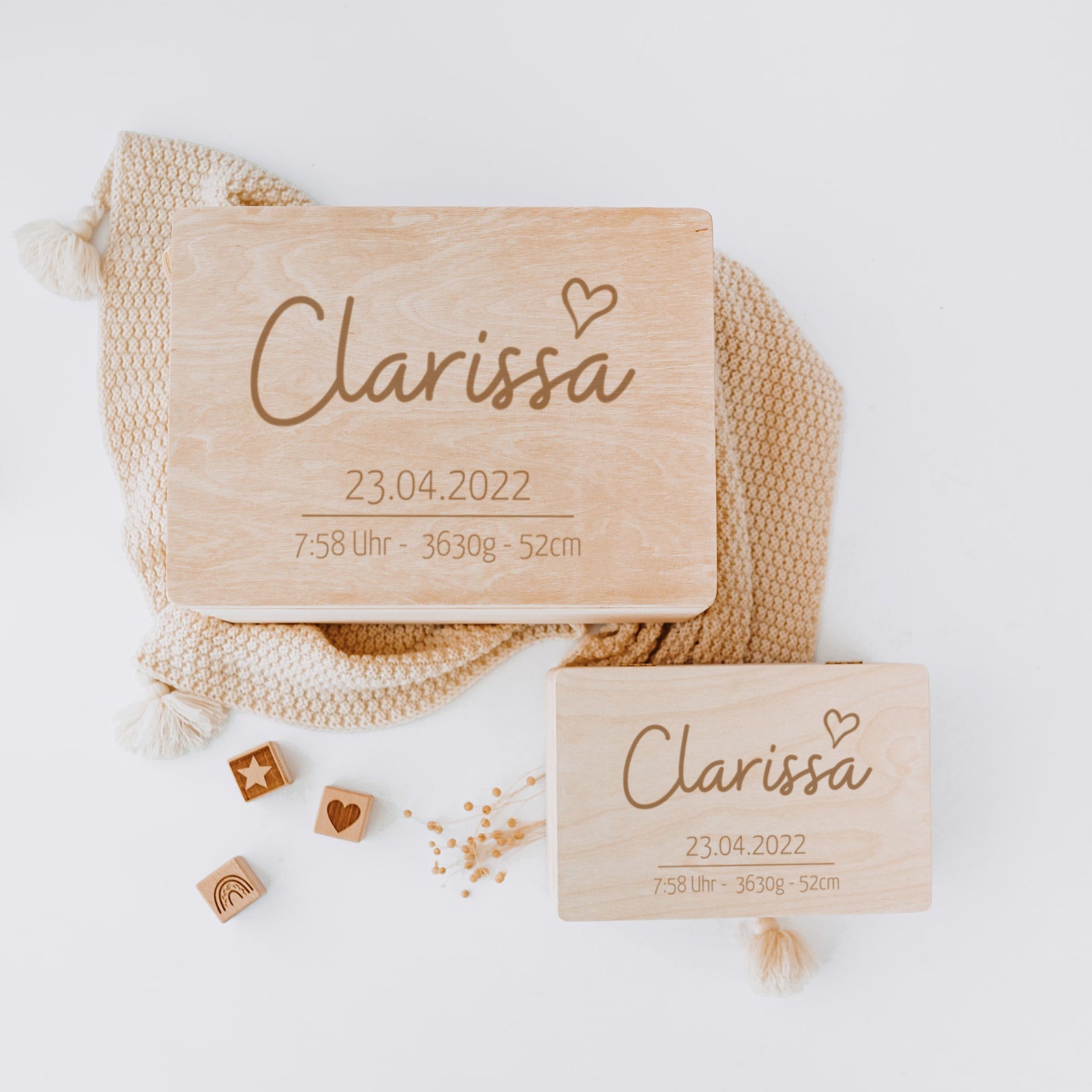 Erinnerungsbox Baby personalisiert - Herz Gravur