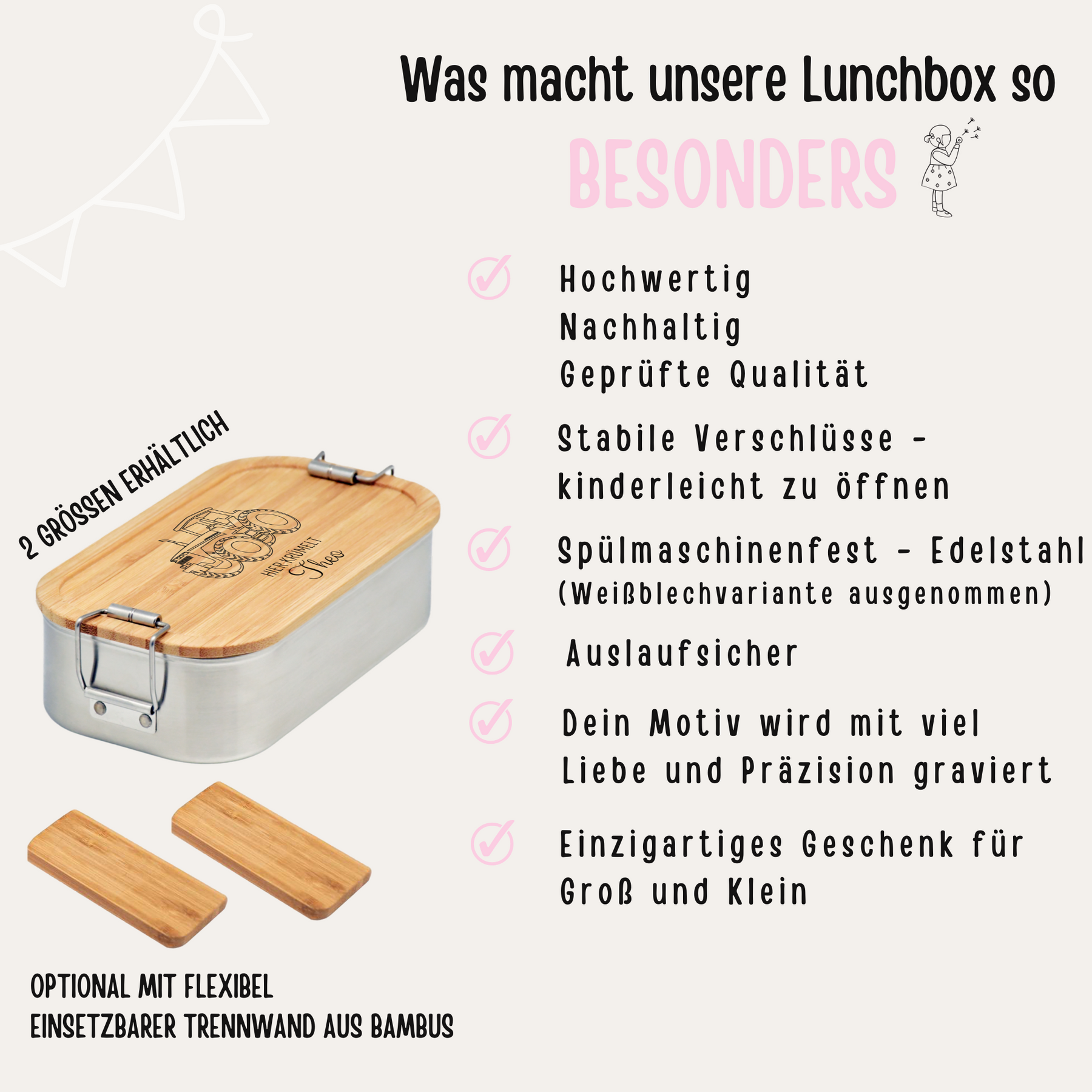 Brotdose Edelstahl personalisiert - Fahrzeuge Gravur