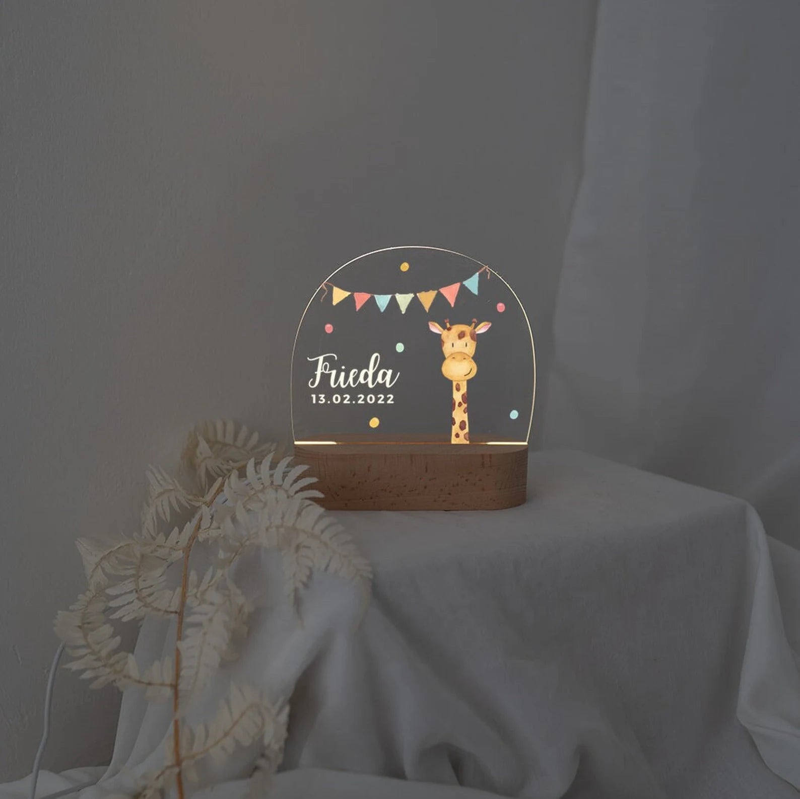 LED Nachtlicht Kinder personalisiert - Tier Girlande Aquarell
