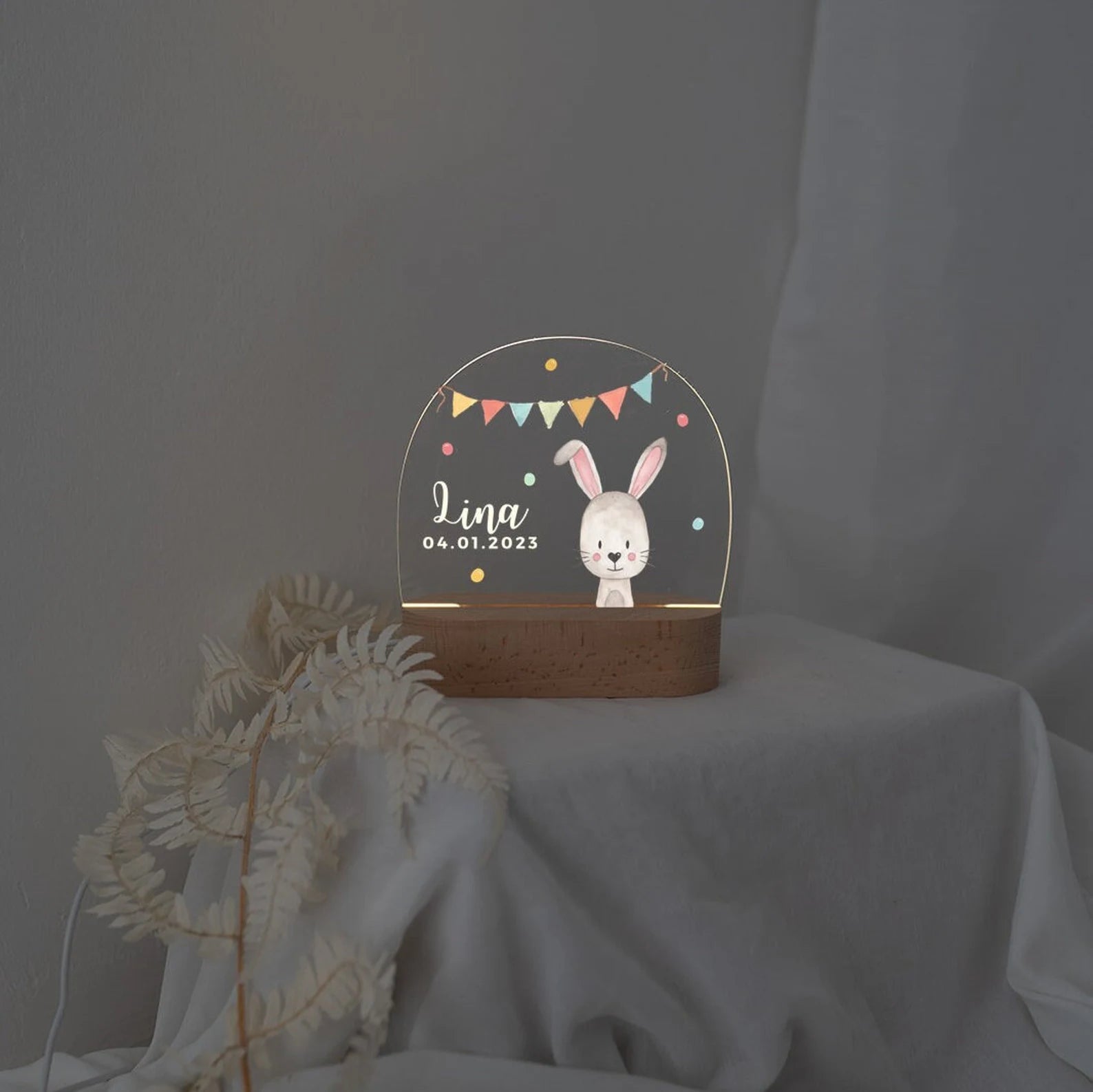 LED Nachtlicht Kinder personalisiert - Tier Girlande Aquarell