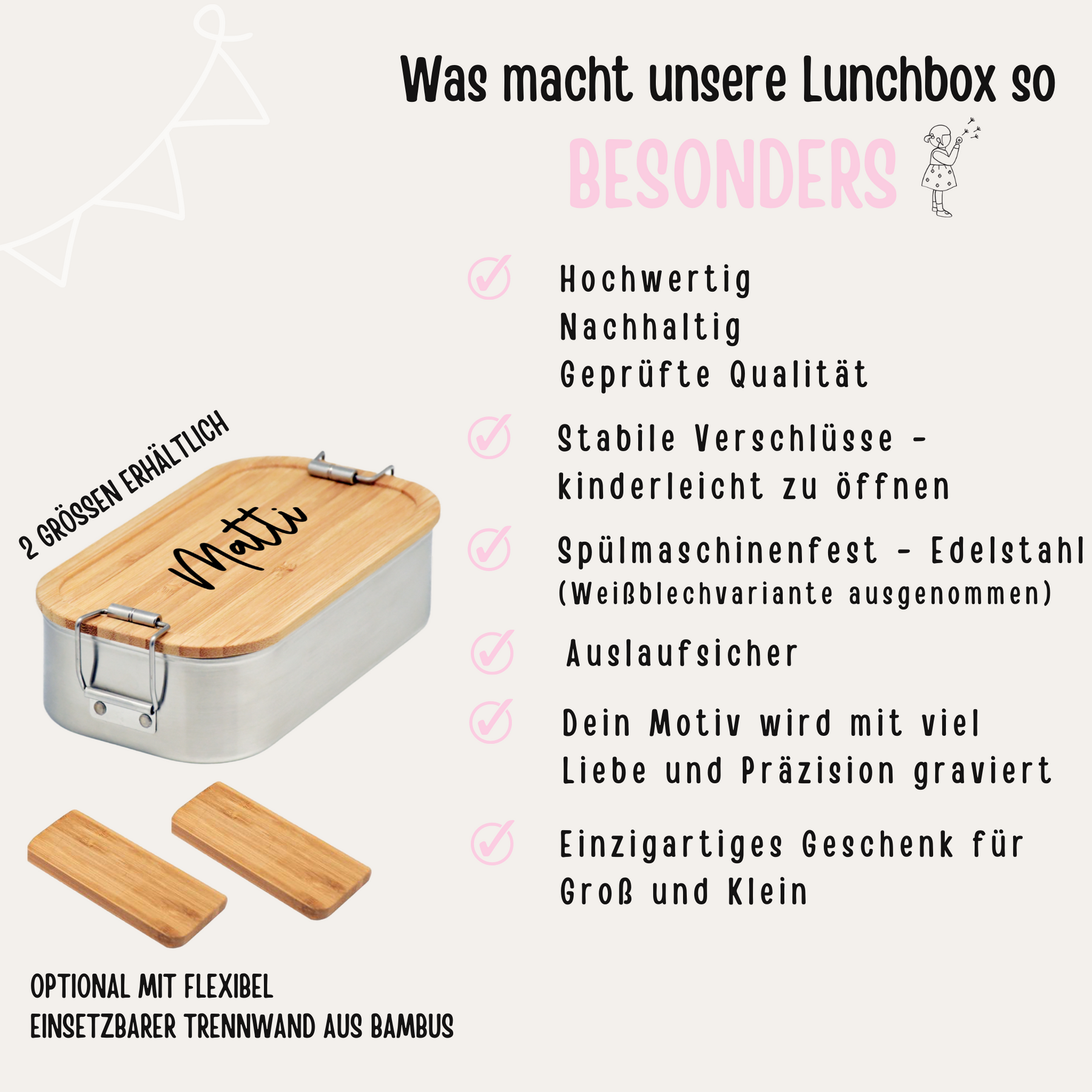 Brotdose Edelstahl personalisiert - Name Gravur