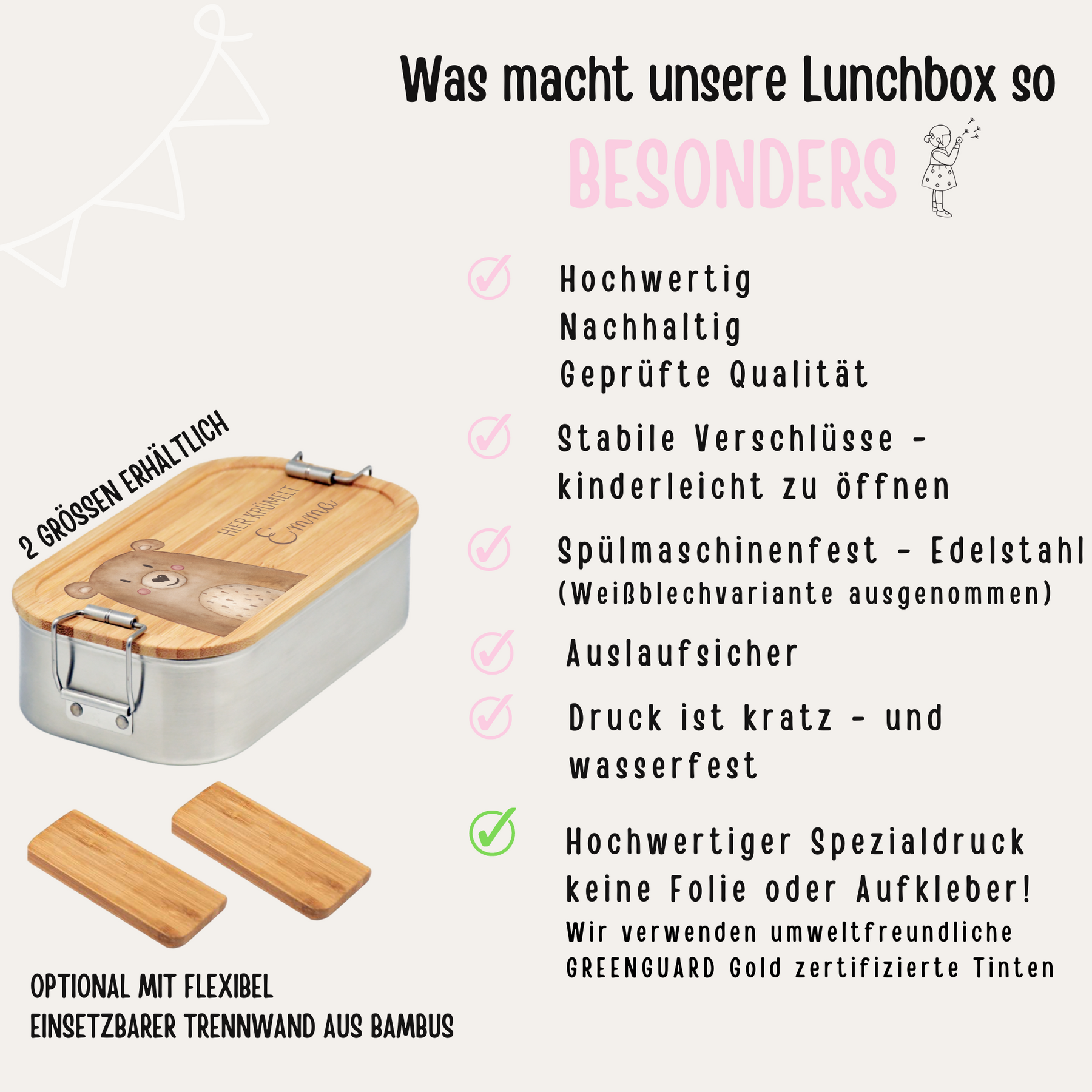 Brotdose Edelstahl personalisiert - Tier Aquarell