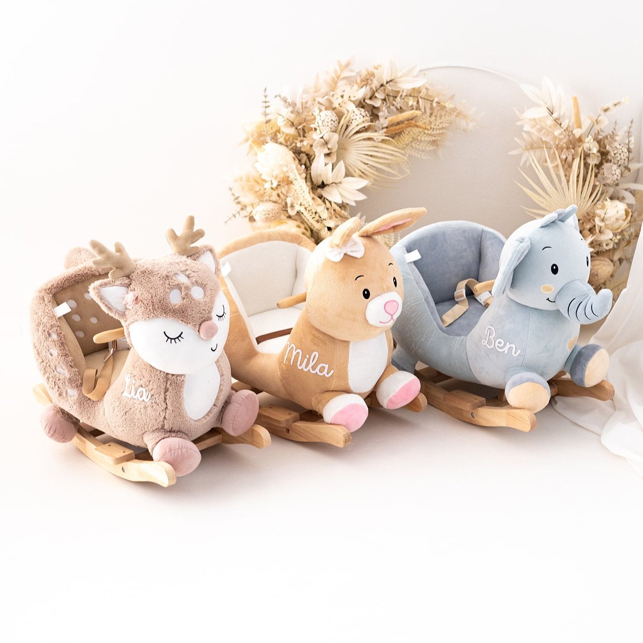 BIECO Schaukeltier personalisiert - Reh, Elefant, Hase - wunderwunsch