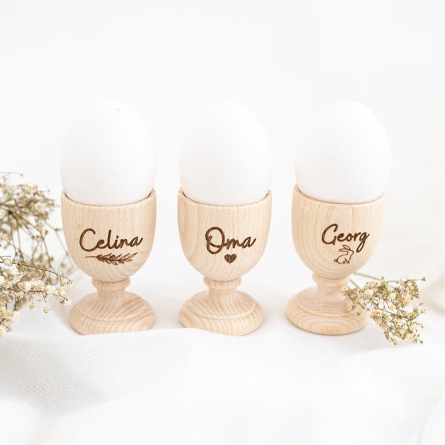 Eierbecher aus Ahornholz personalisiert - wunderwunsch