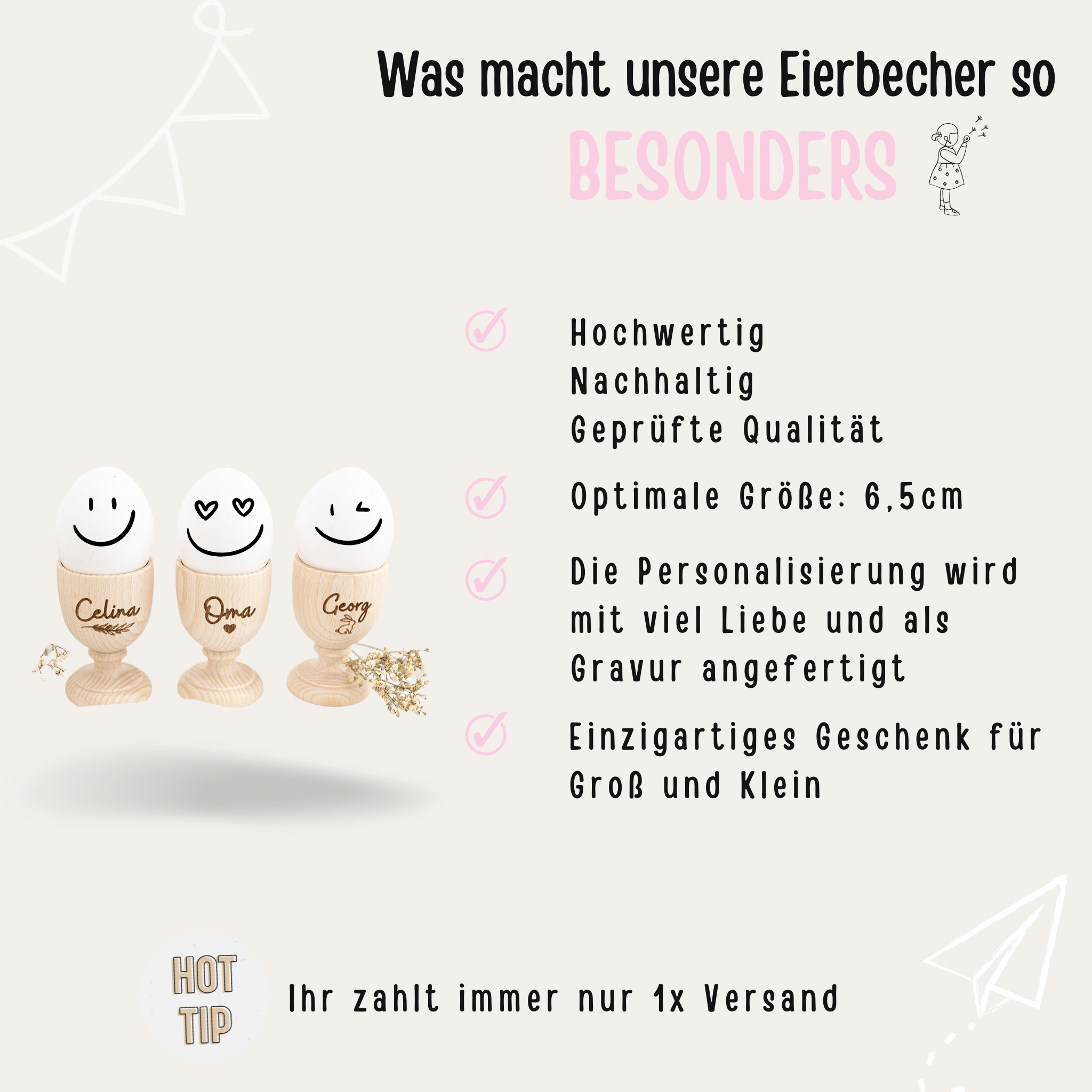 Eierbecher aus Ahornholz personalisiert - wunderwunsch