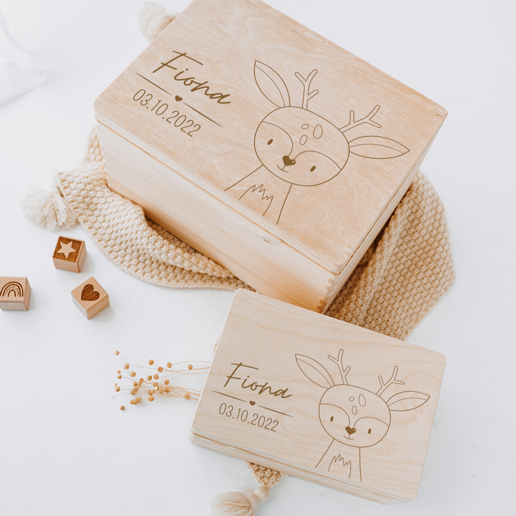 Erinnerungsbox Baby personalisiert - Tier Gravur