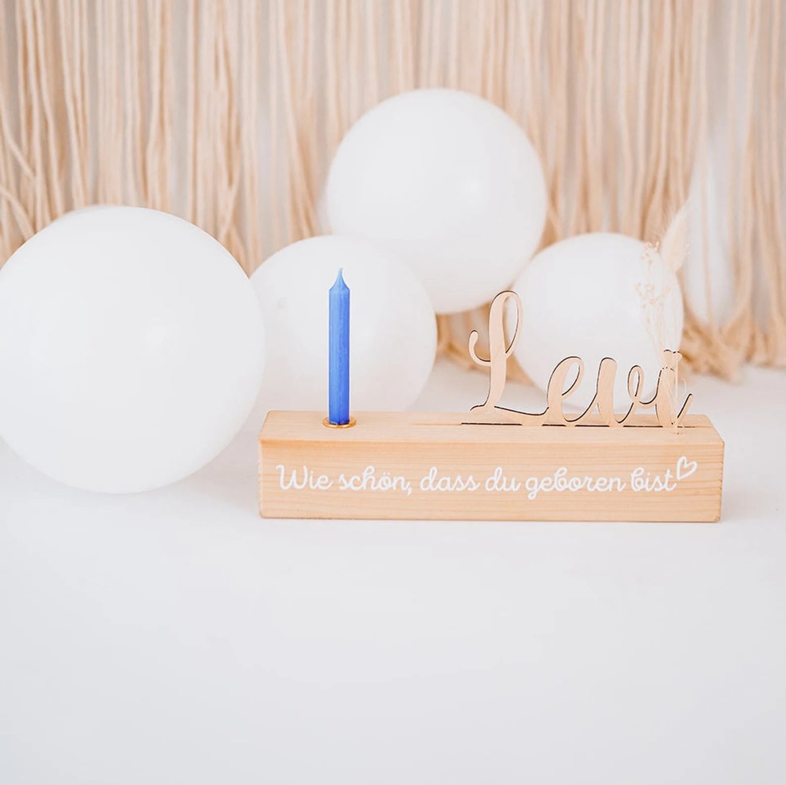Geburtstagskerzenhalter Holz personalisiert - Name - wunderwunsch