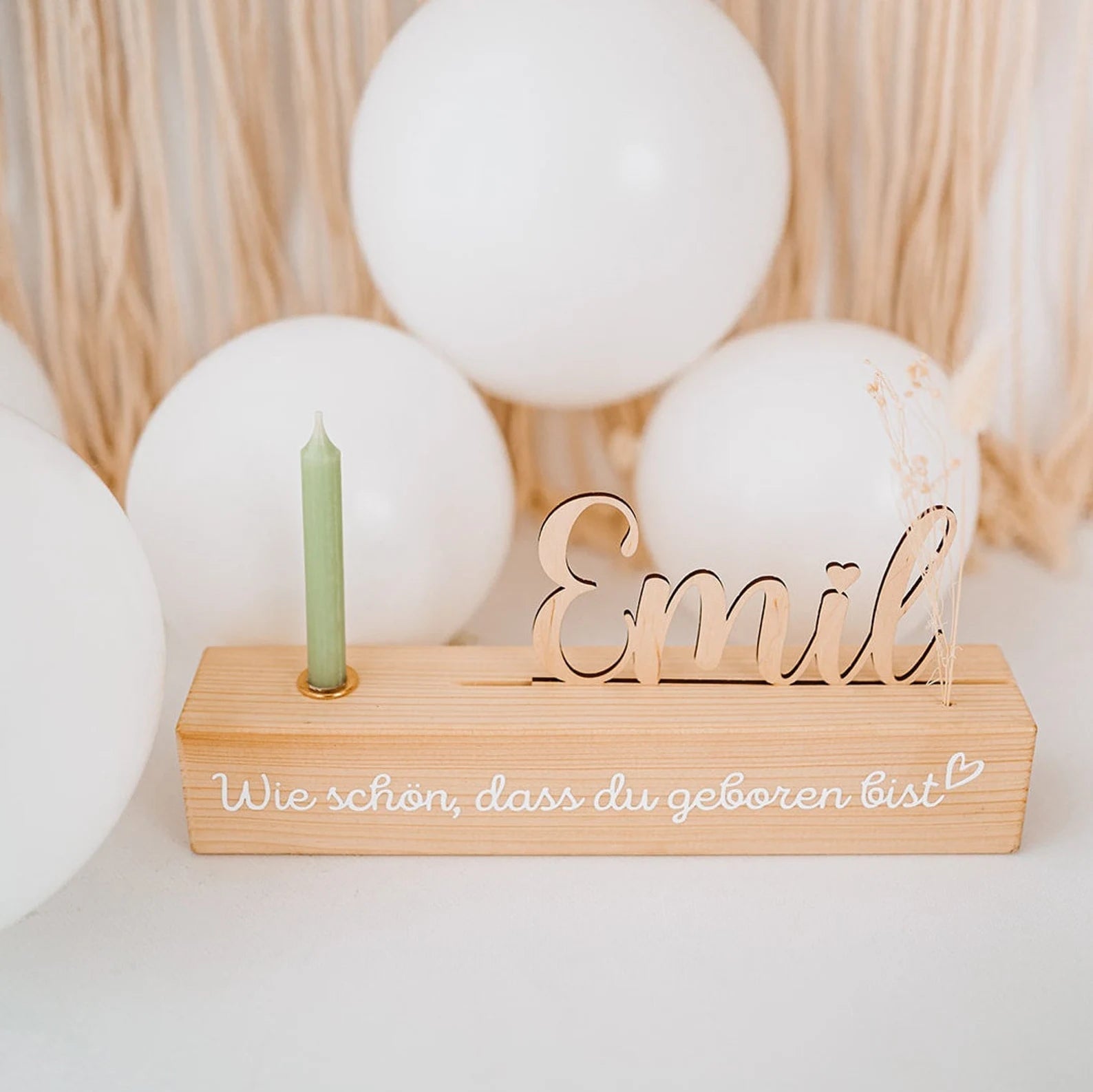 Geburtstagskerzenhalter Holz personalisiert - Name - wunderwunsch