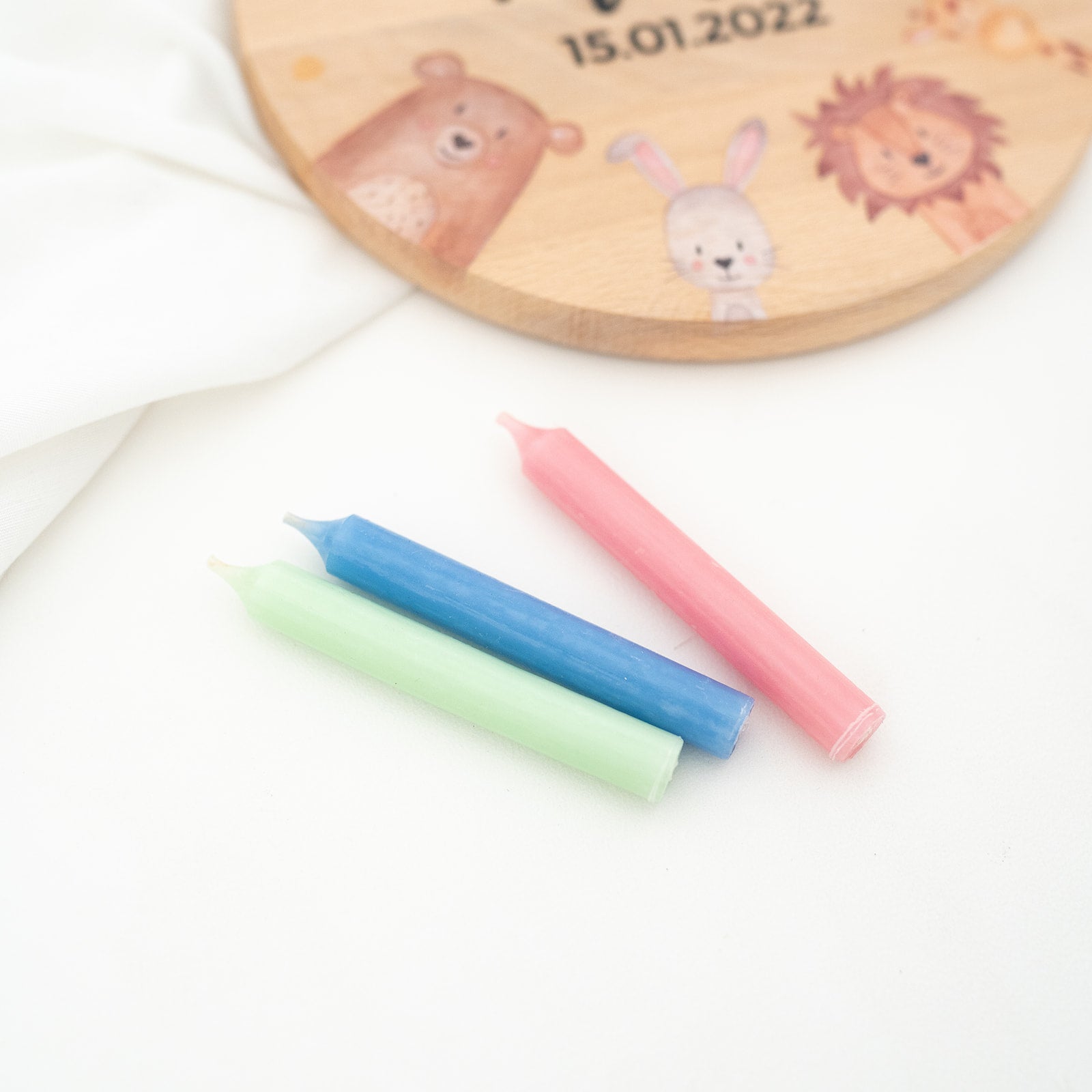 Geburtstagsteller Holz personalisiert - Tiere Aquarell - wunderwunsch