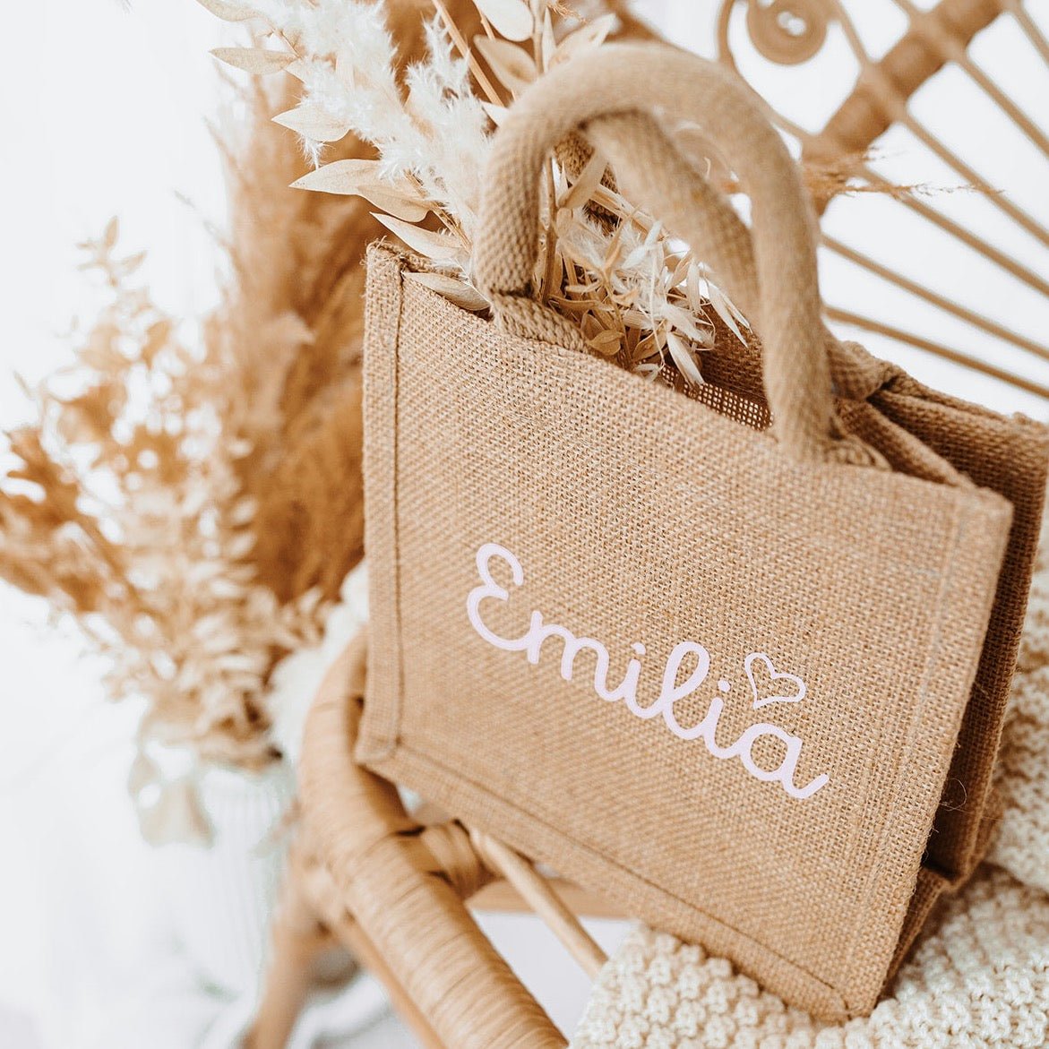 Jutetasche personalisiert - Herz - wunderwunsch