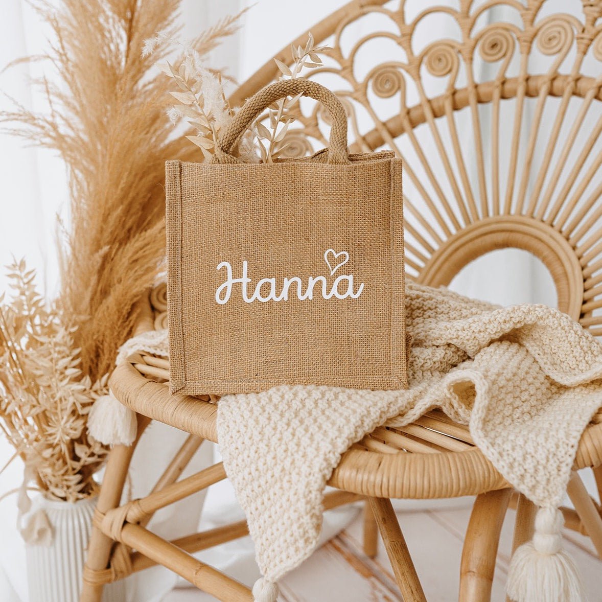 Jutetasche personalisiert - Herz - wunderwunsch