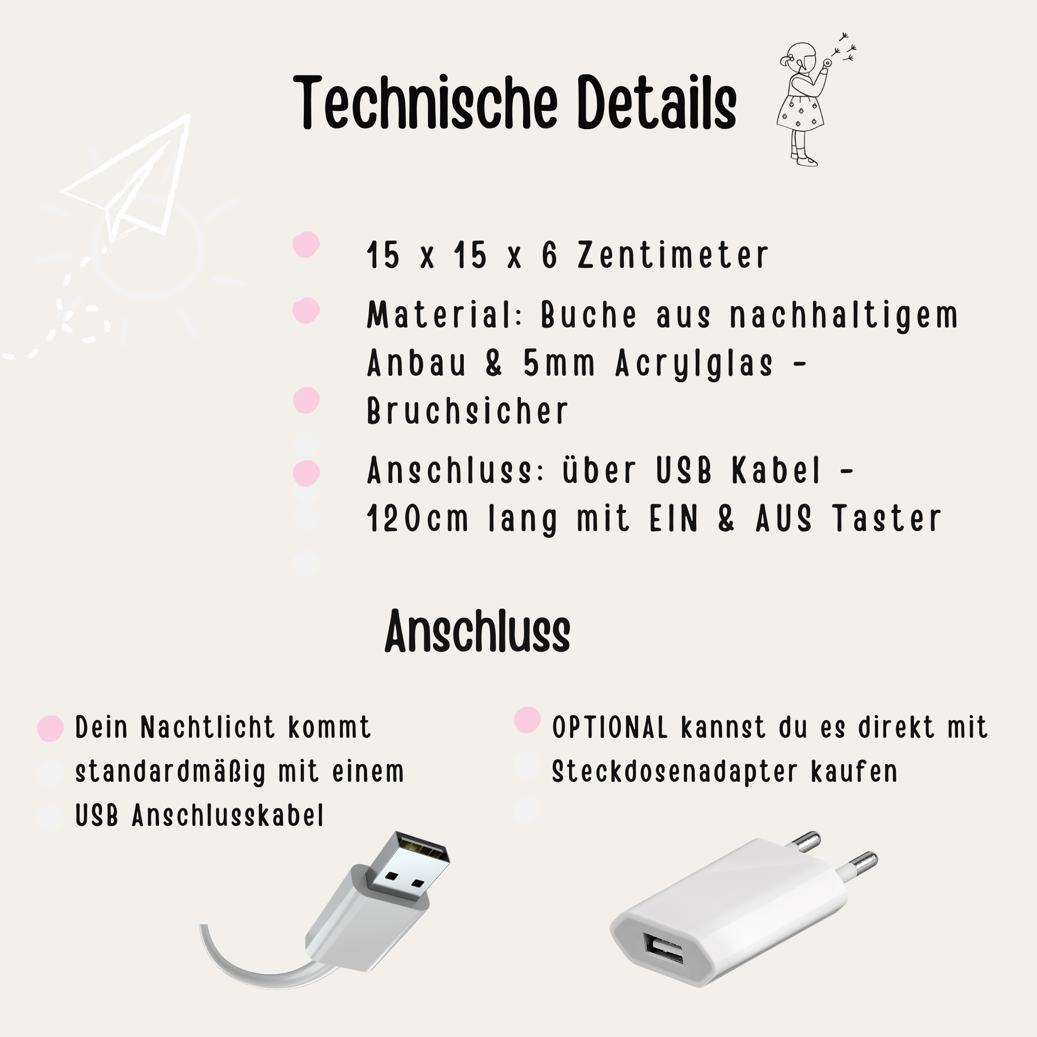 LED Nachtlicht Kinder personalisiert - Regenbogen Gravur - wunderwunsch